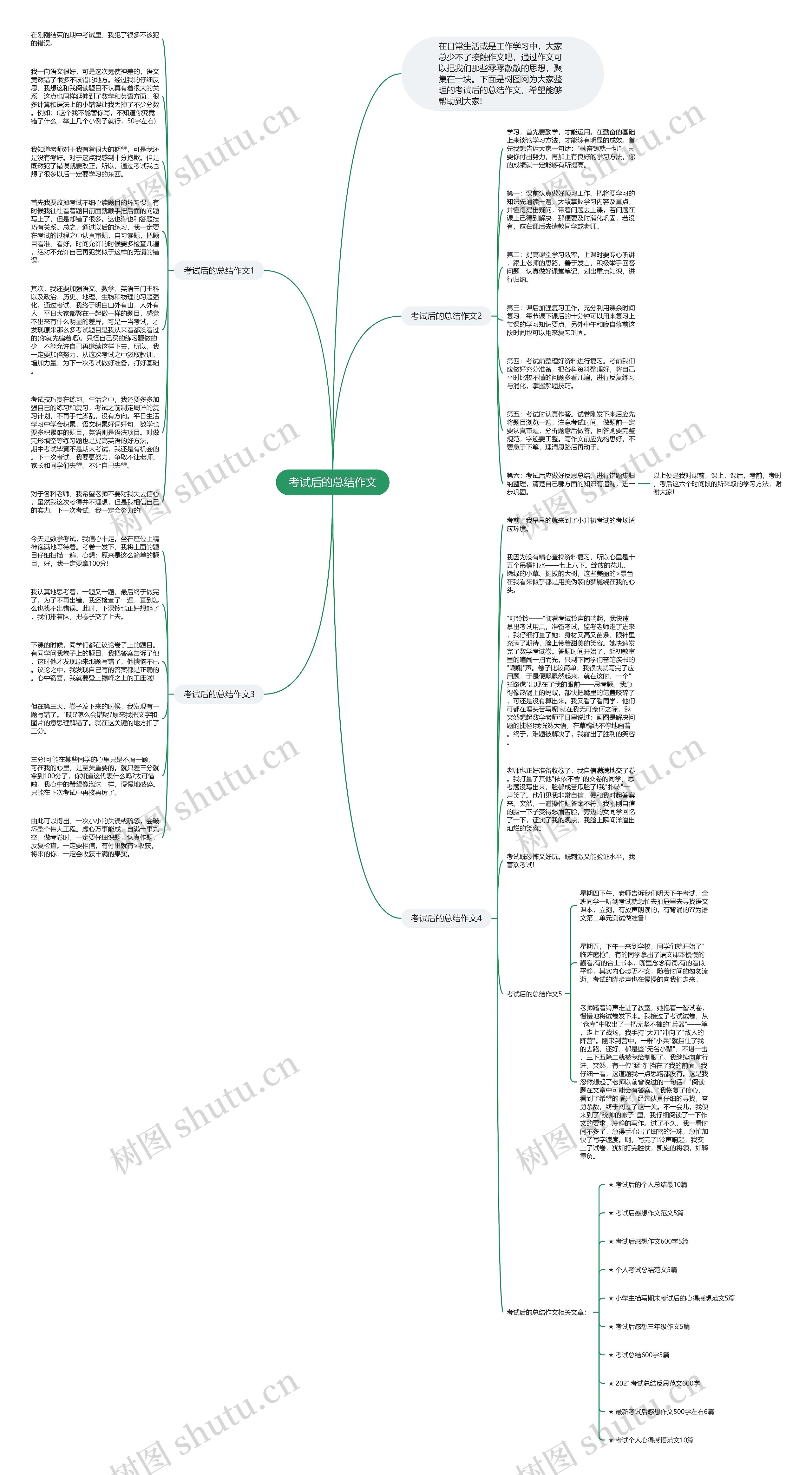 考试后的总结作文思维导图