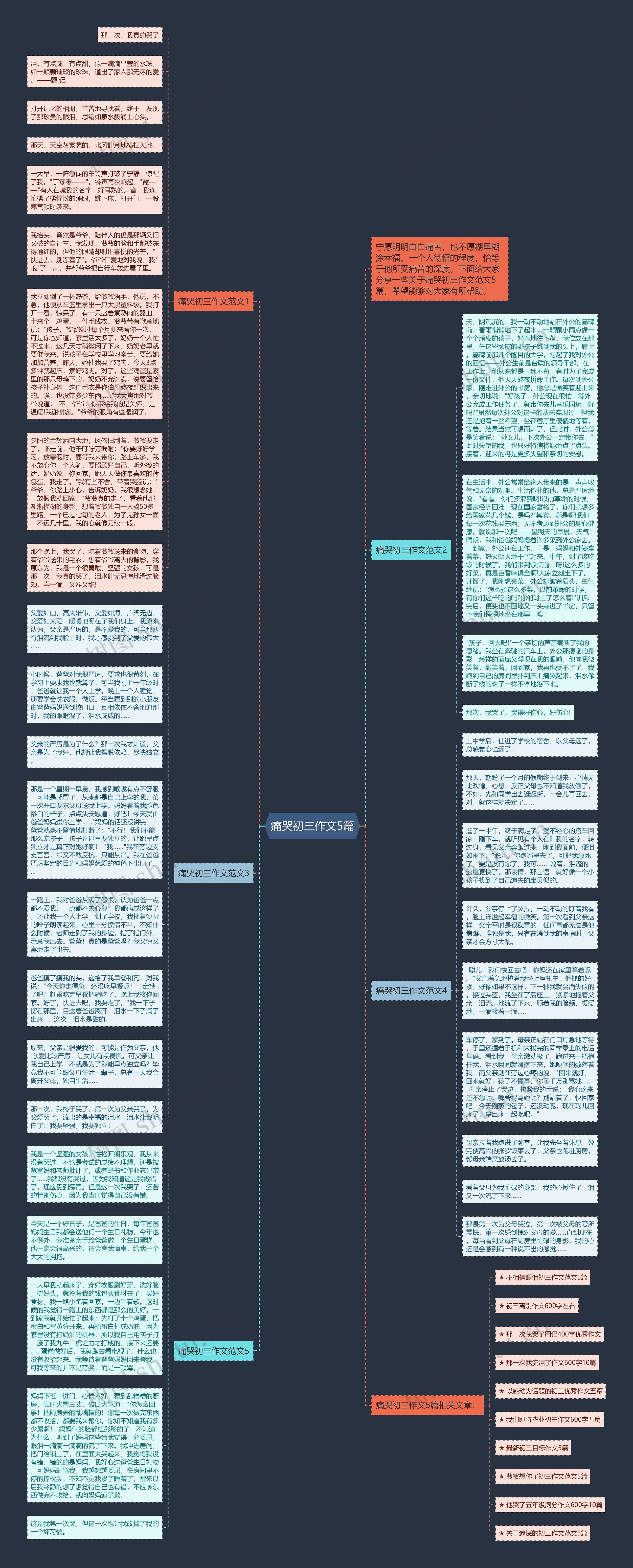 痛哭初三作文5篇思维导图