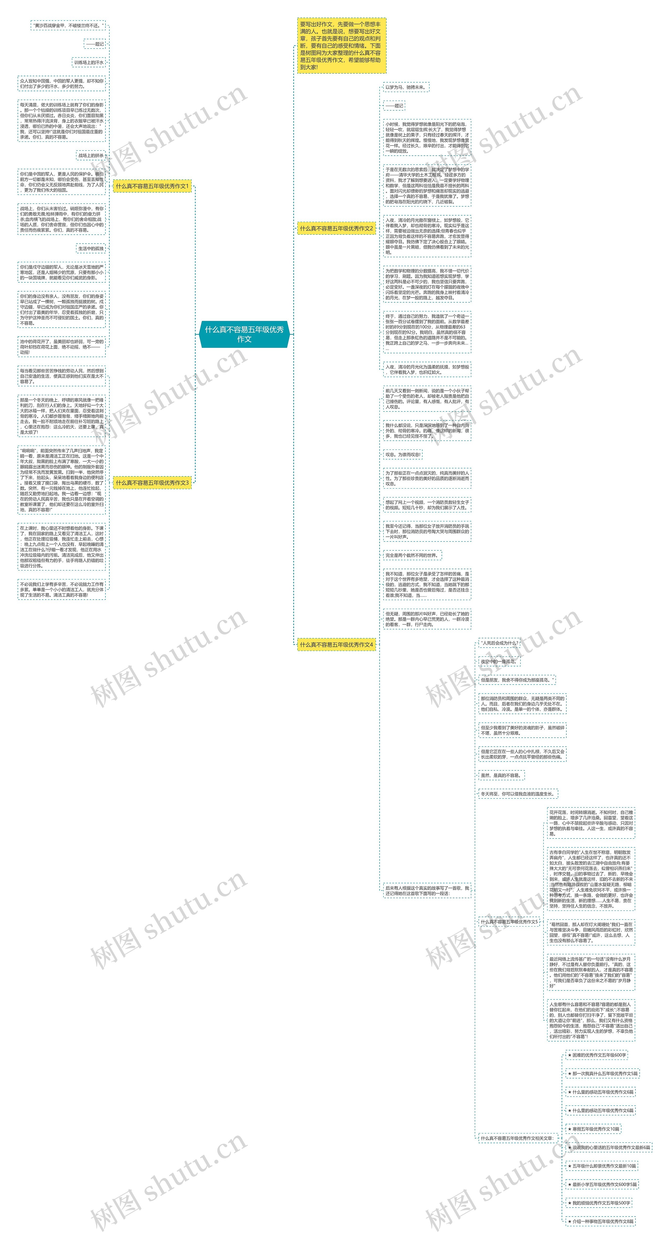 什么真不容易五年级优秀作文思维导图