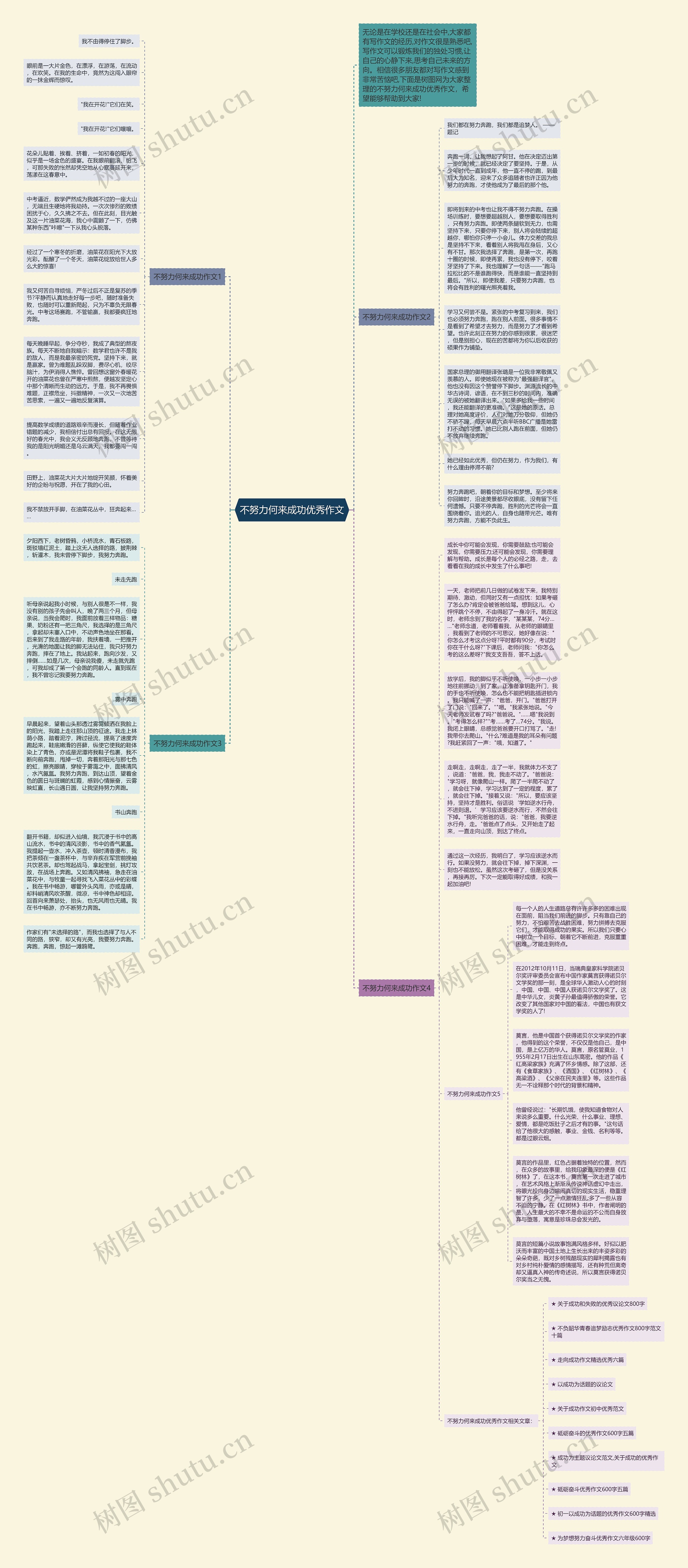 不努力何来成功优秀作文思维导图