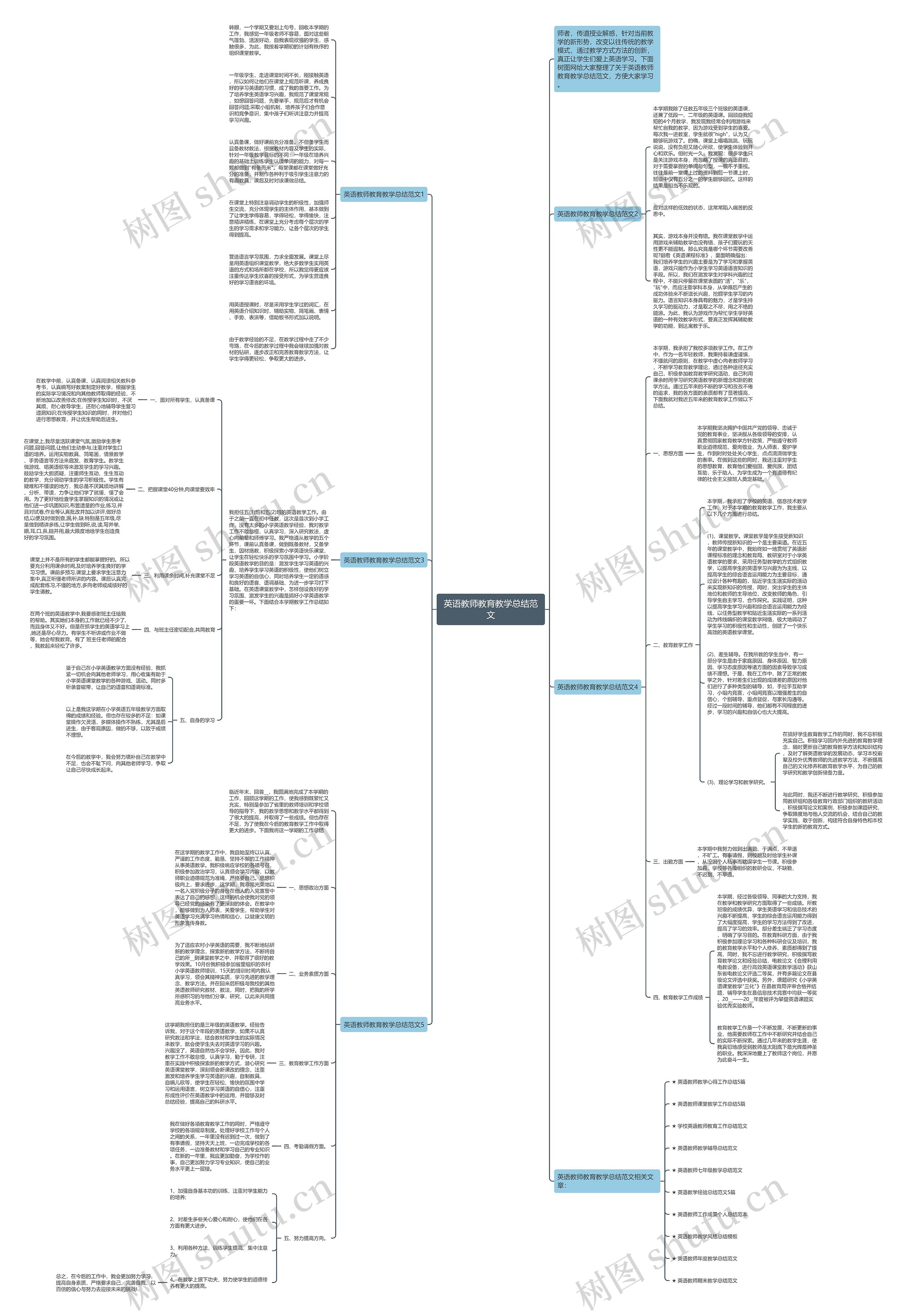 英语教师教育教学总结范文思维导图