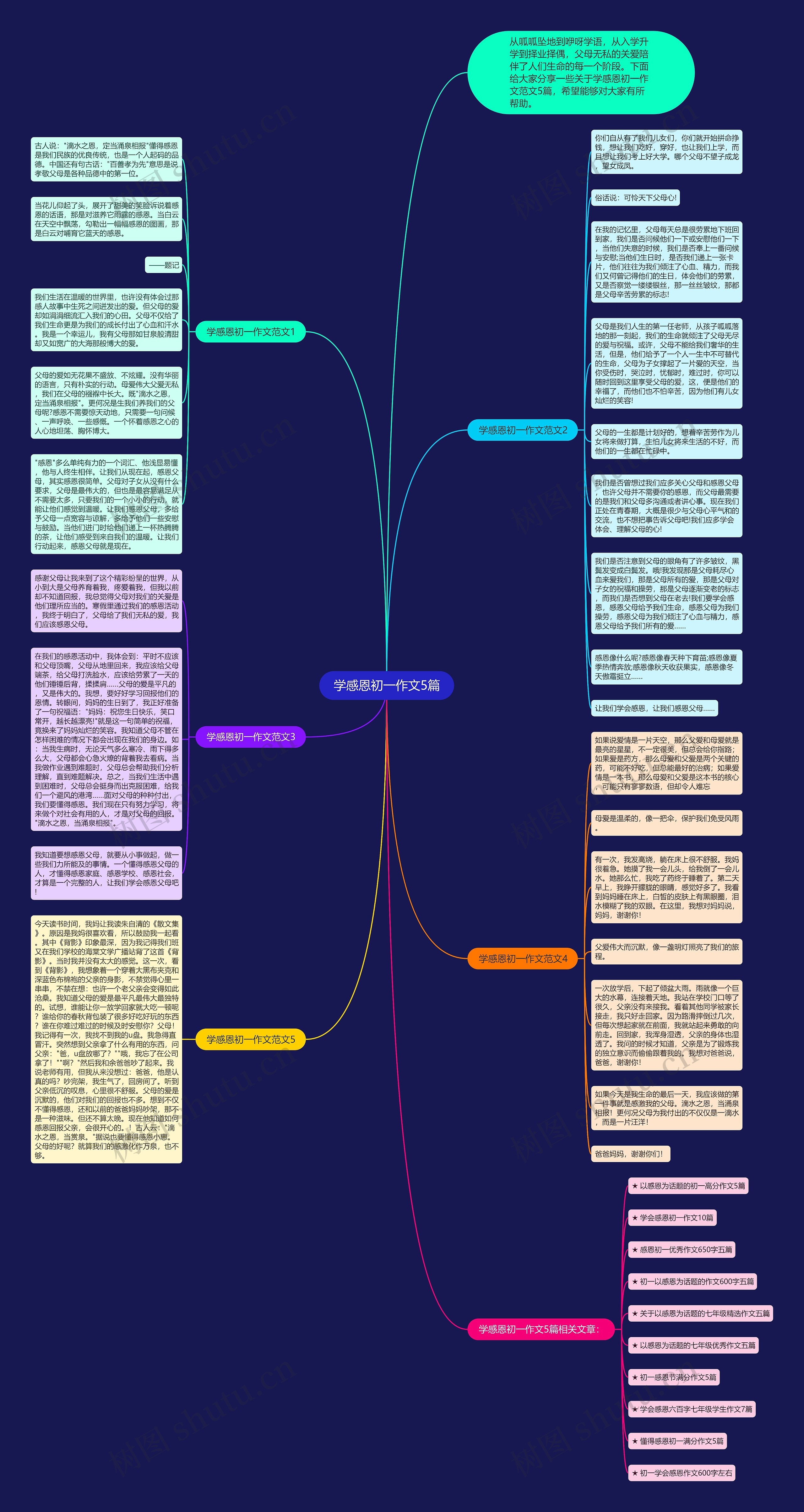学感恩初一作文5篇思维导图