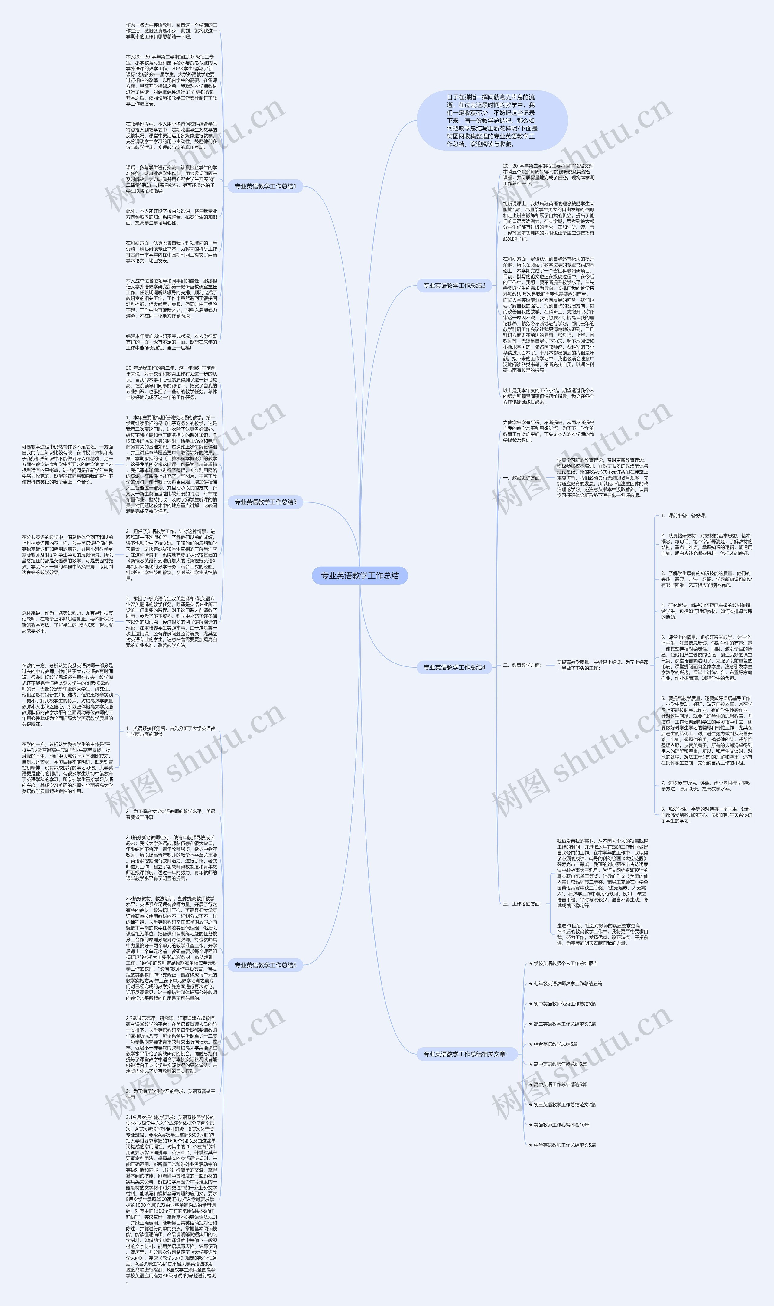 专业英语教学工作总结思维导图