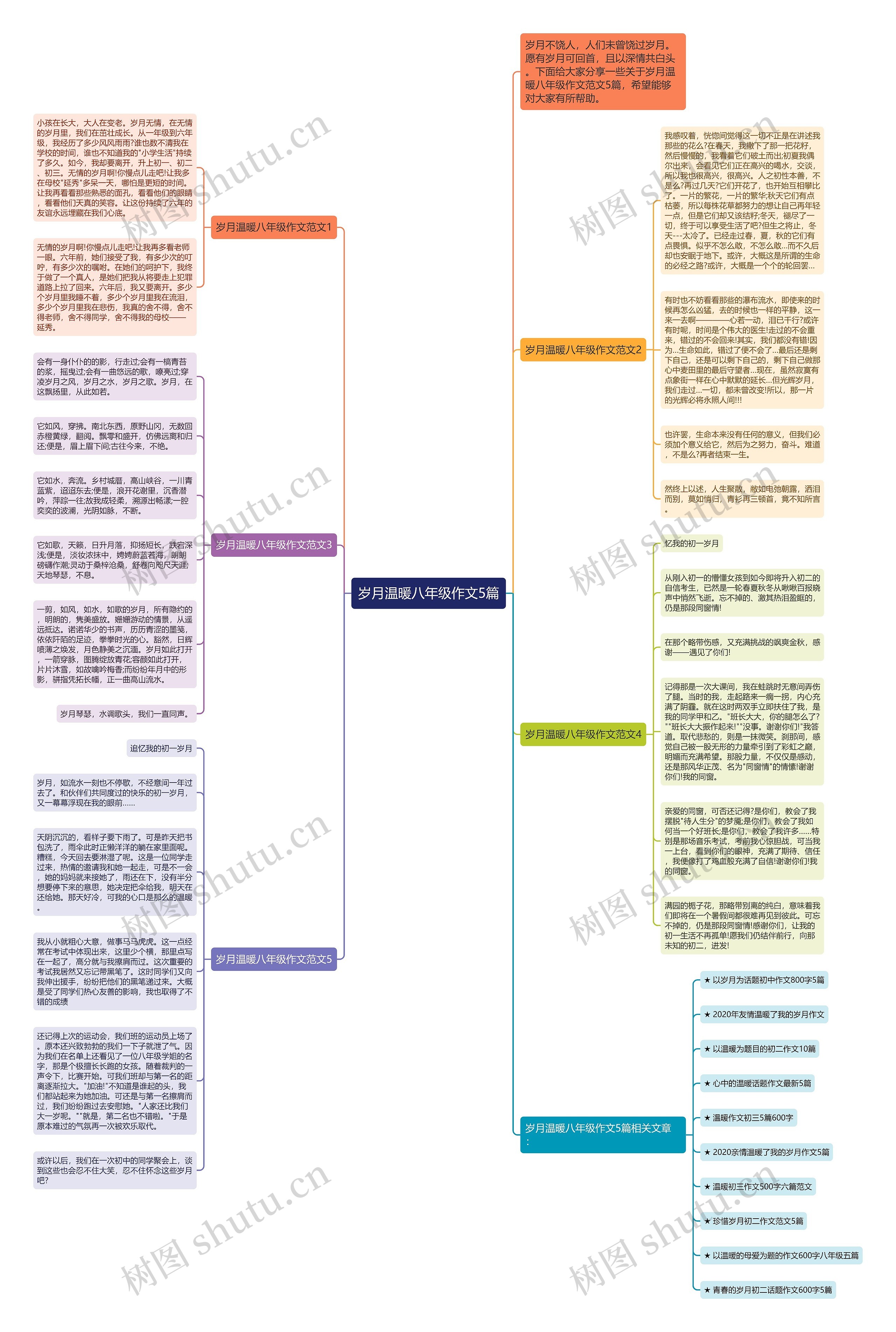 岁月温暖八年级作文5篇思维导图