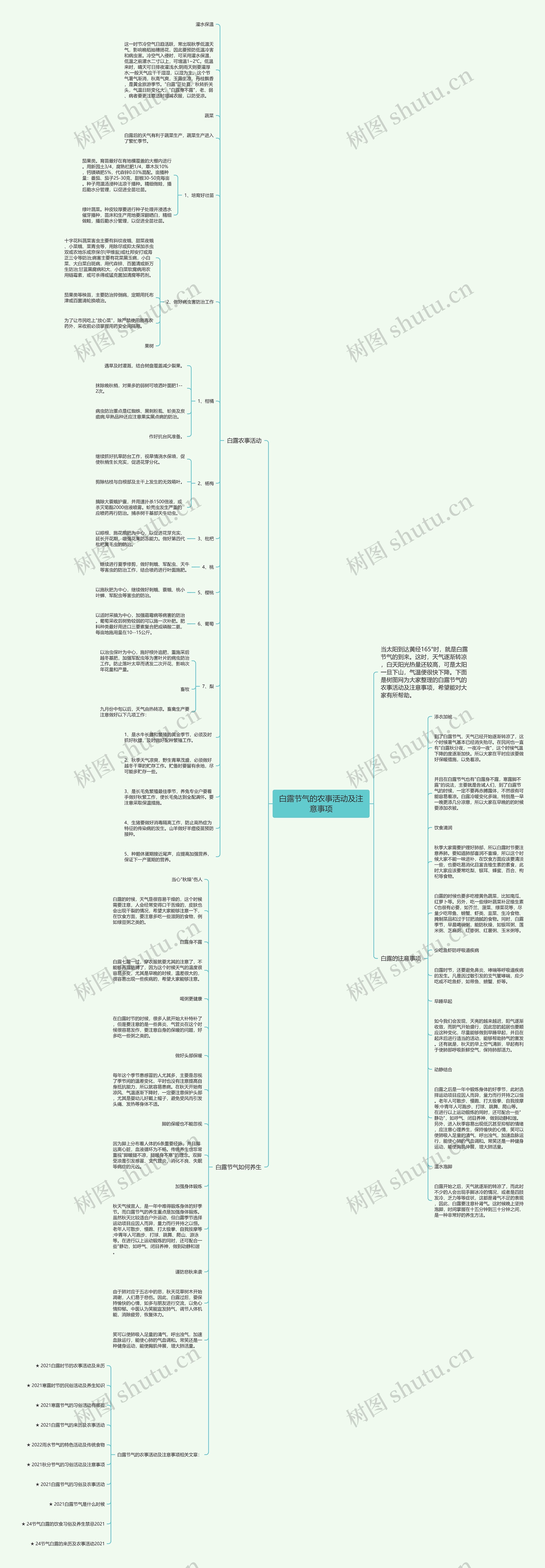 白露节气的农事活动及注意事项思维导图