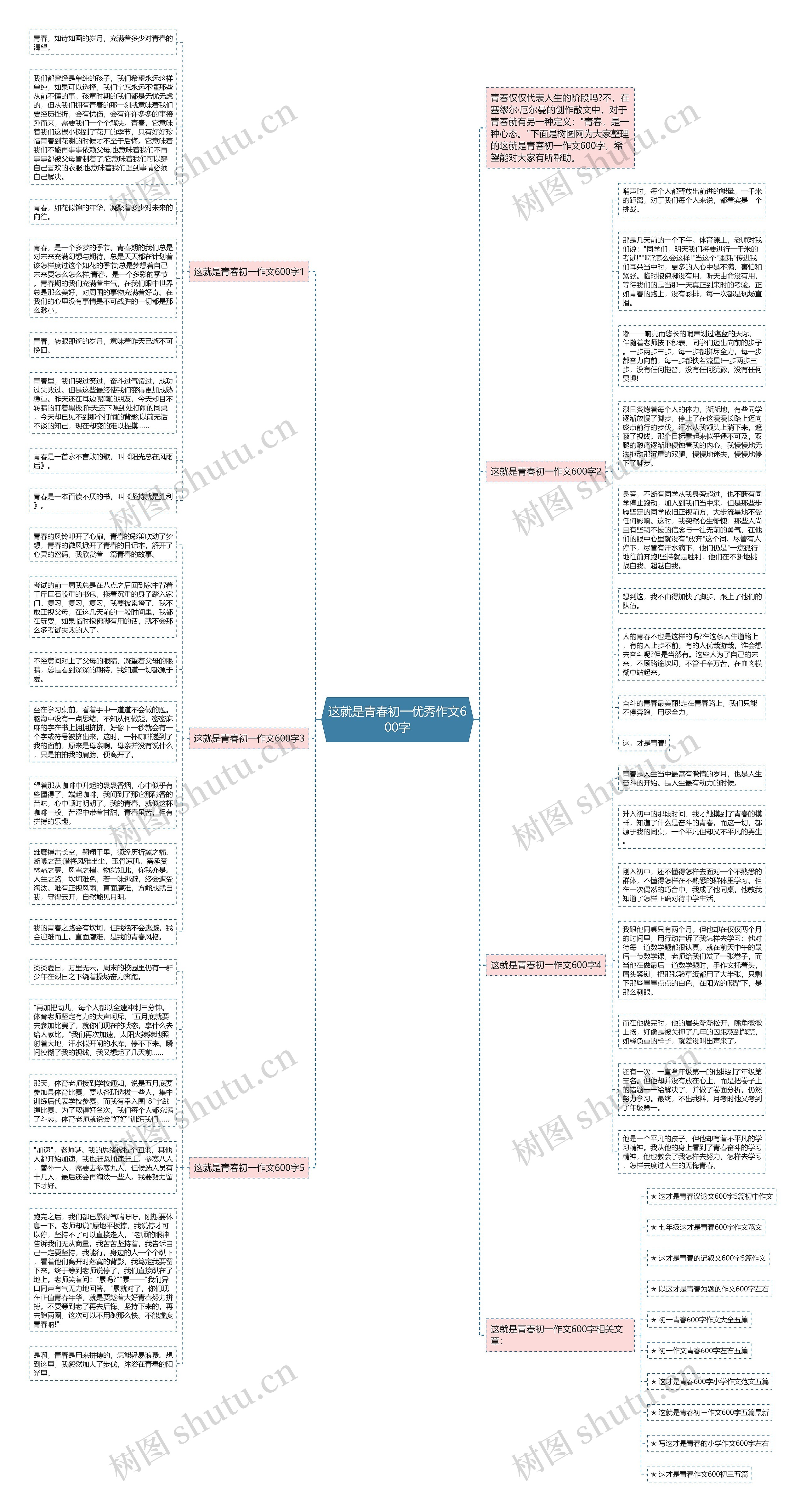 这就是青春初一优秀作文600字思维导图
