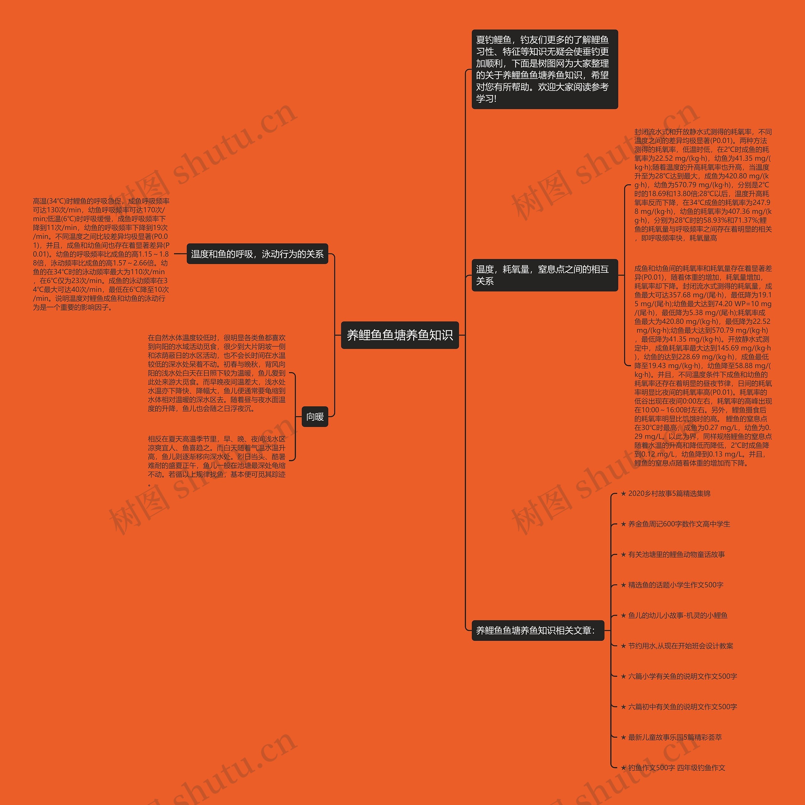 养鲤鱼鱼塘养鱼知识思维导图
