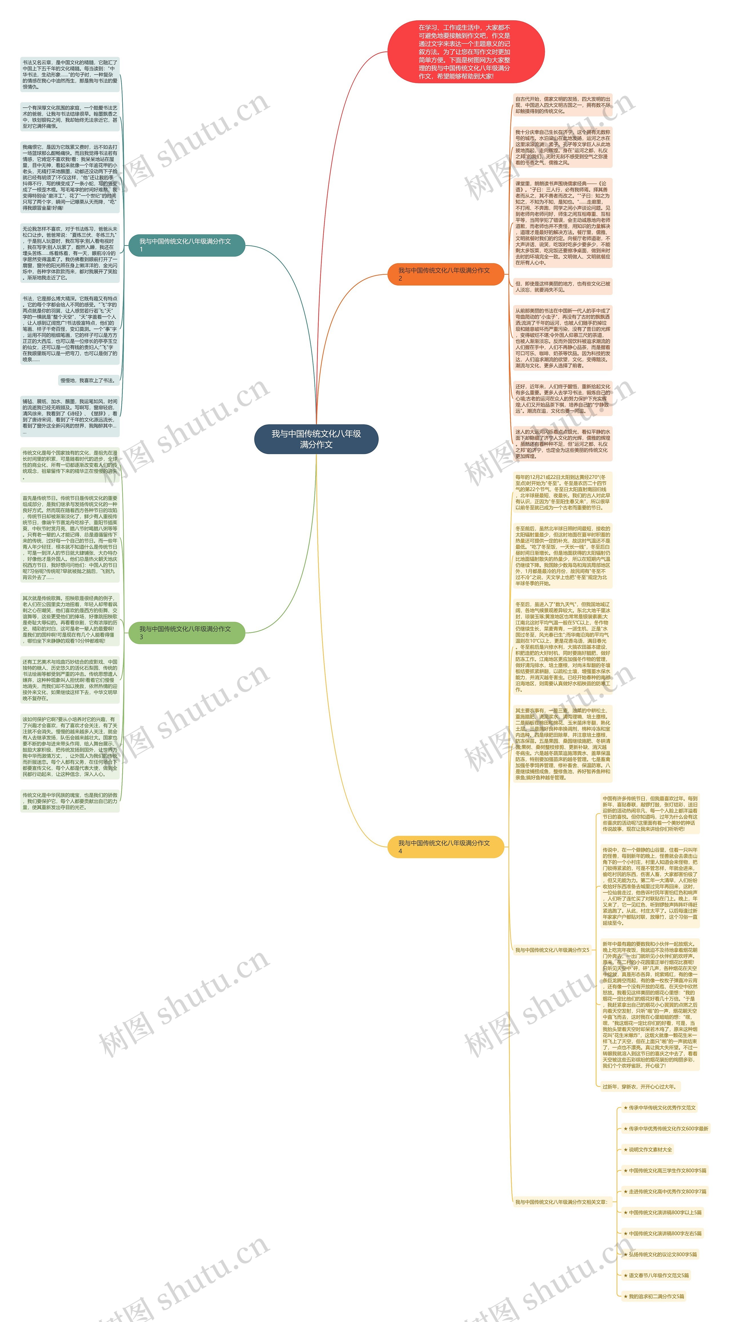 我与中国传统文化八年级满分作文思维导图