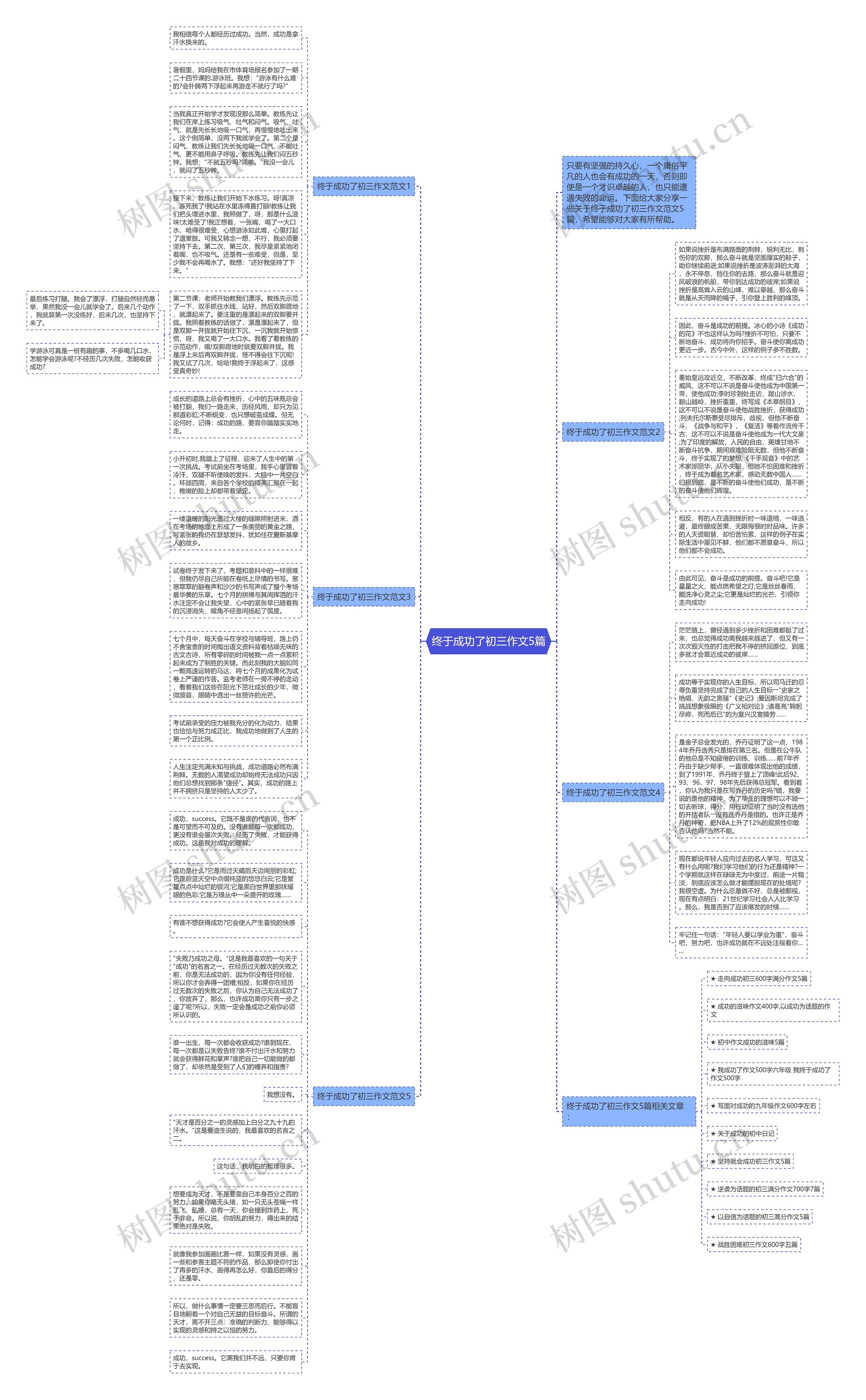 终于成功了初三作文5篇思维导图