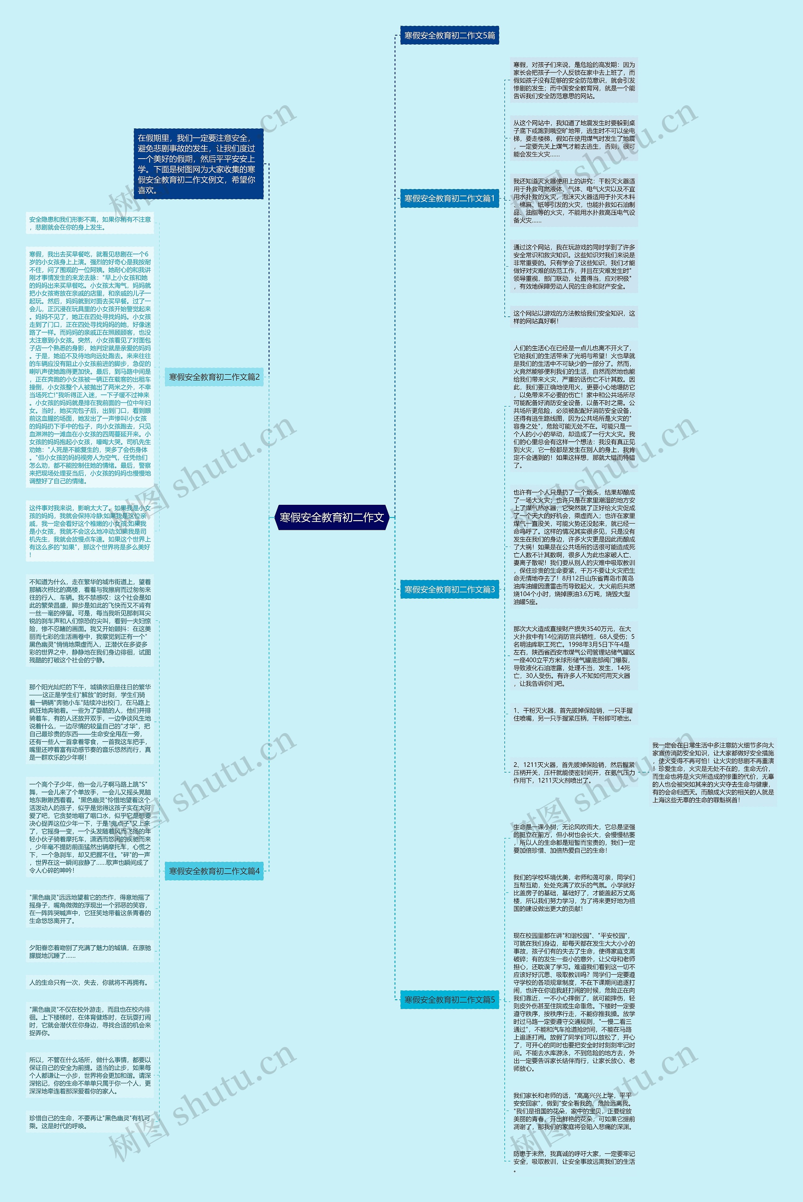 寒假安全教育初二作文思维导图