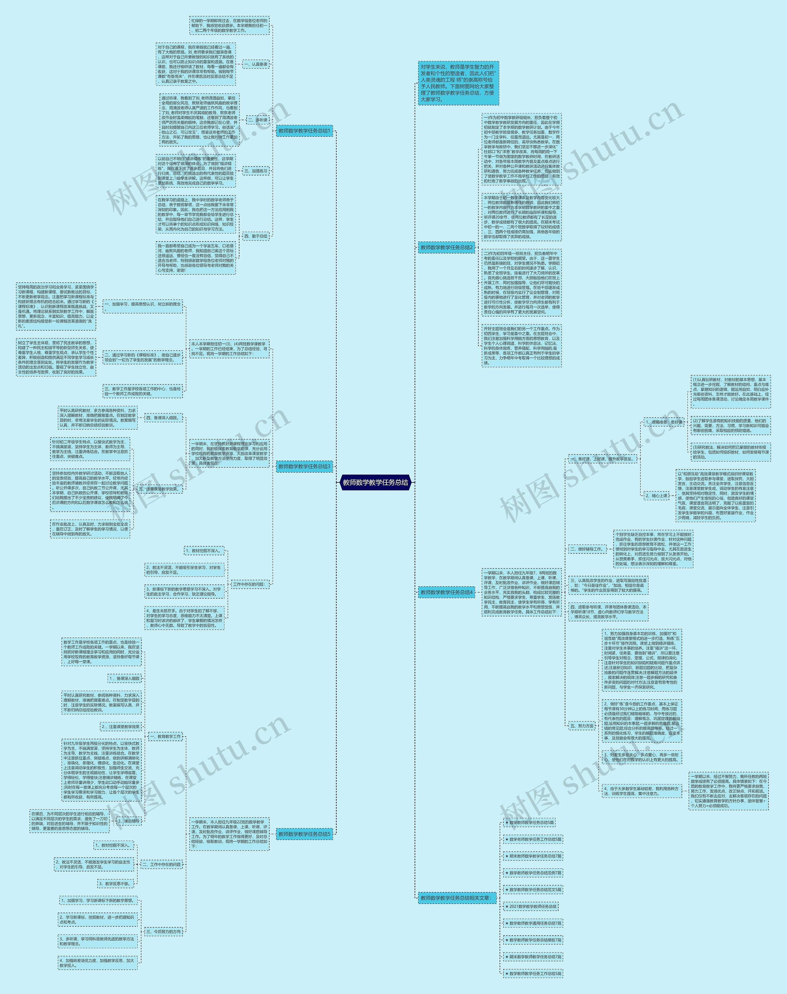 教师数学教学任务总结思维导图