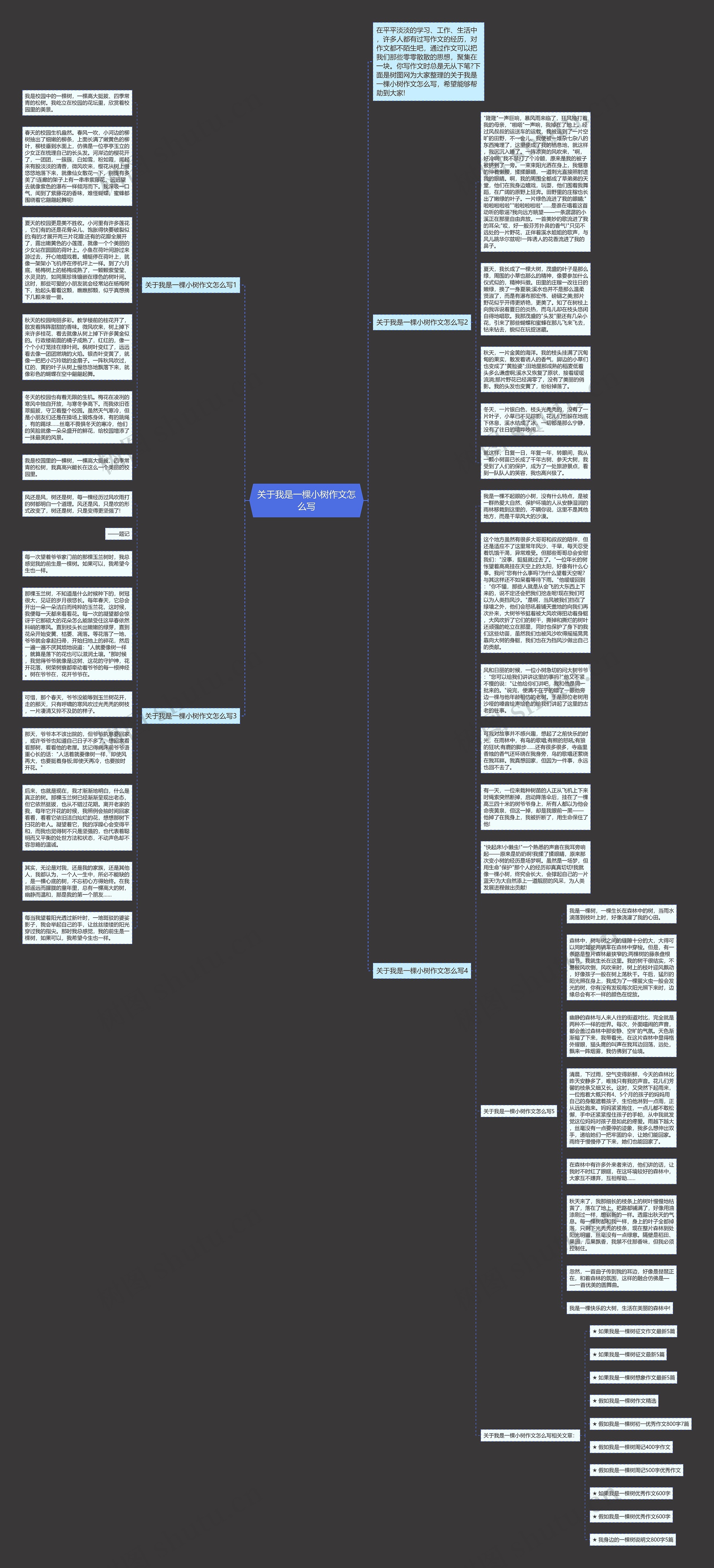 关于我是一棵小树作文怎么写思维导图高清图 关于我是一棵小树作文怎么写思维导图