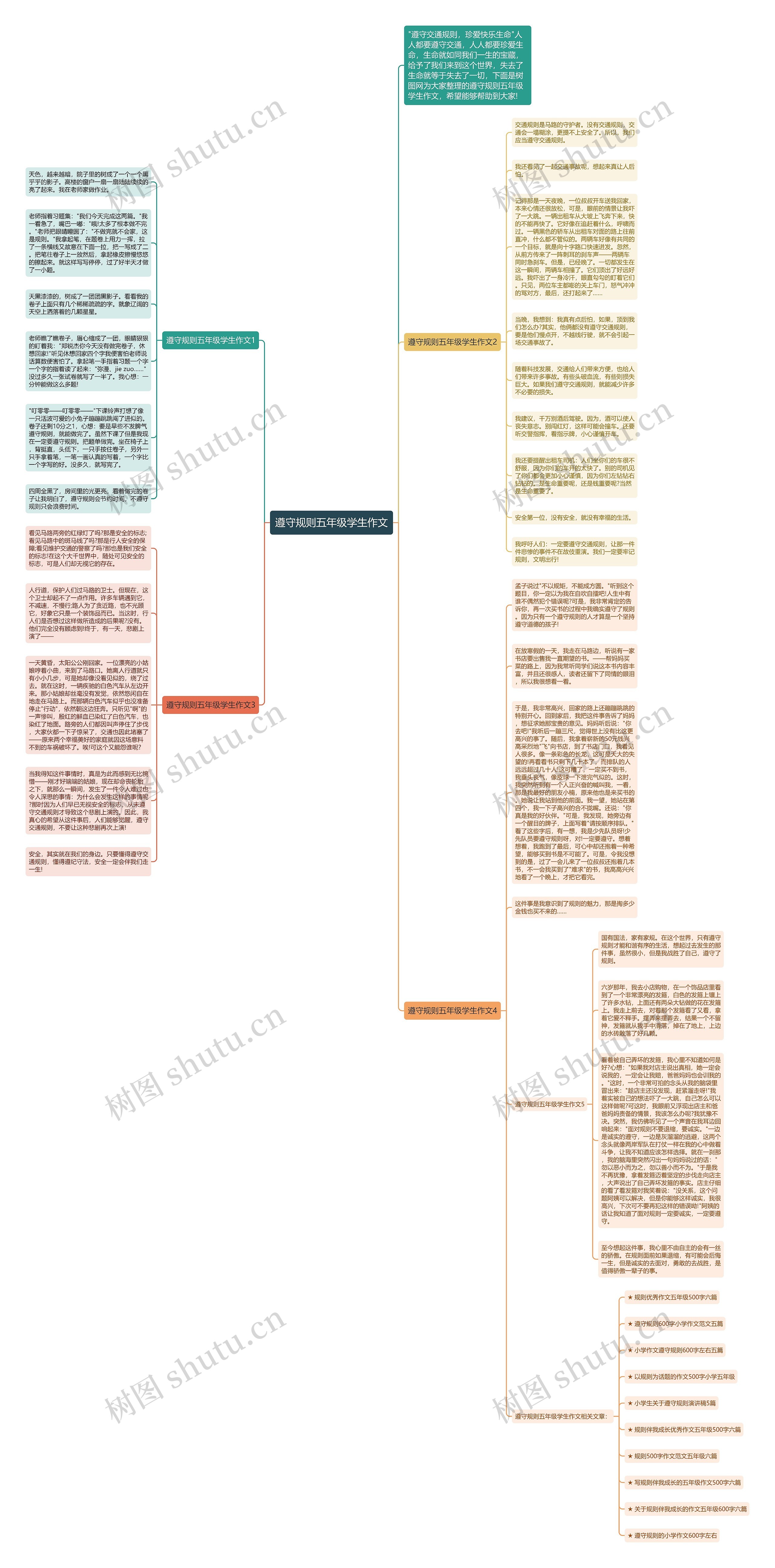 遵守规则五年级学生作文思维导图
