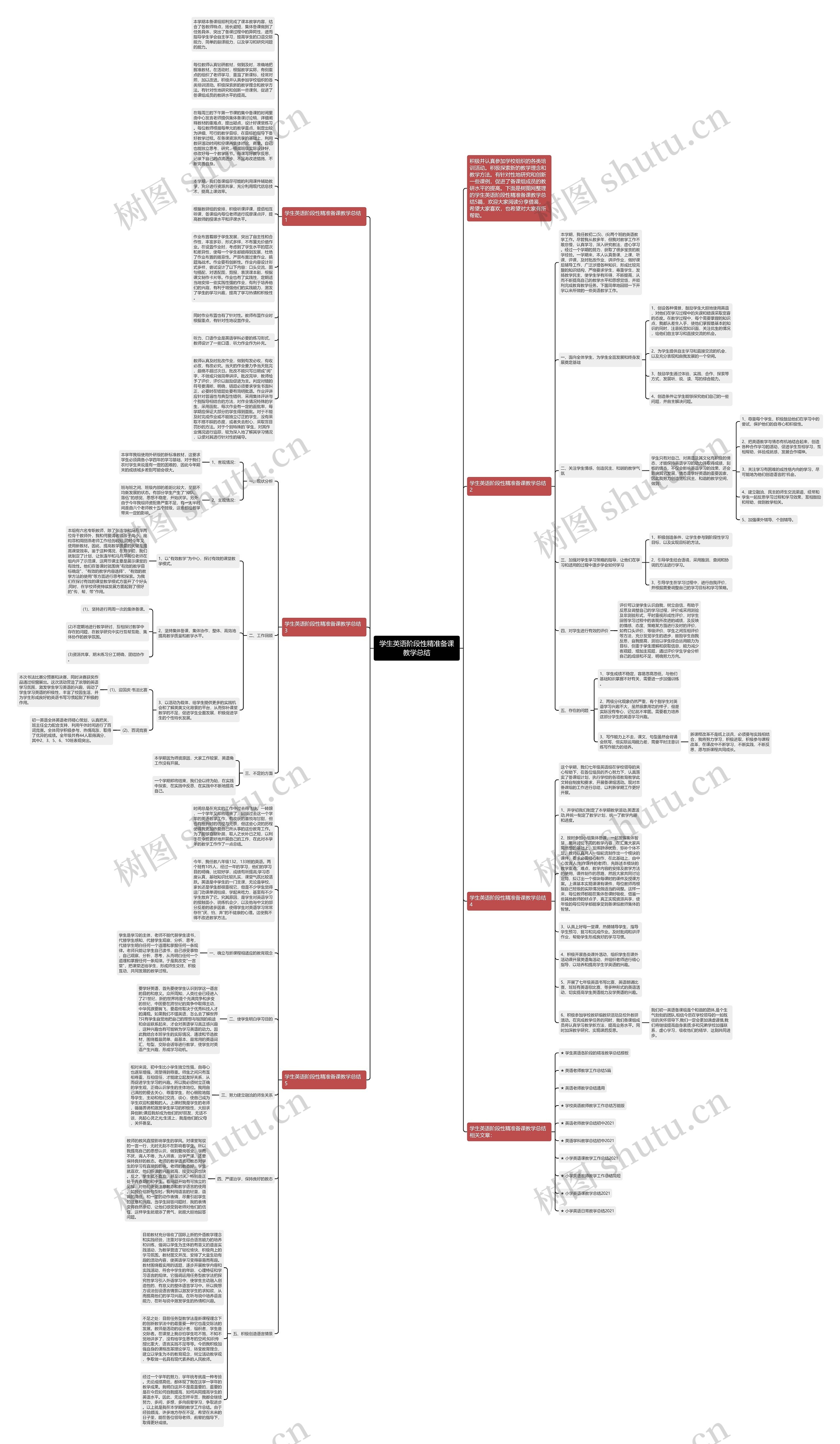 学生英语阶段性精准备课教学总结思维导图