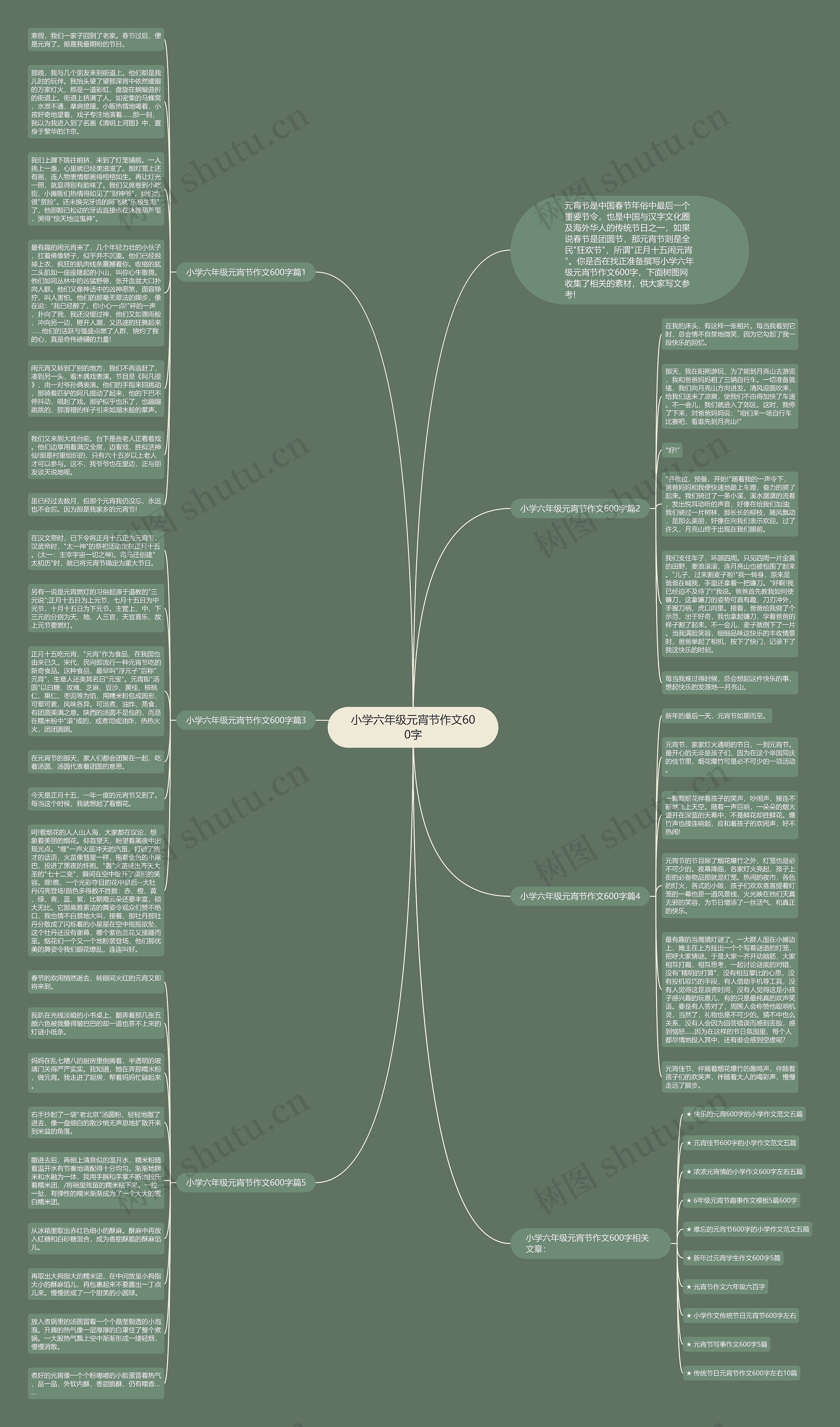 小学六年级元宵节作文600字思维导图