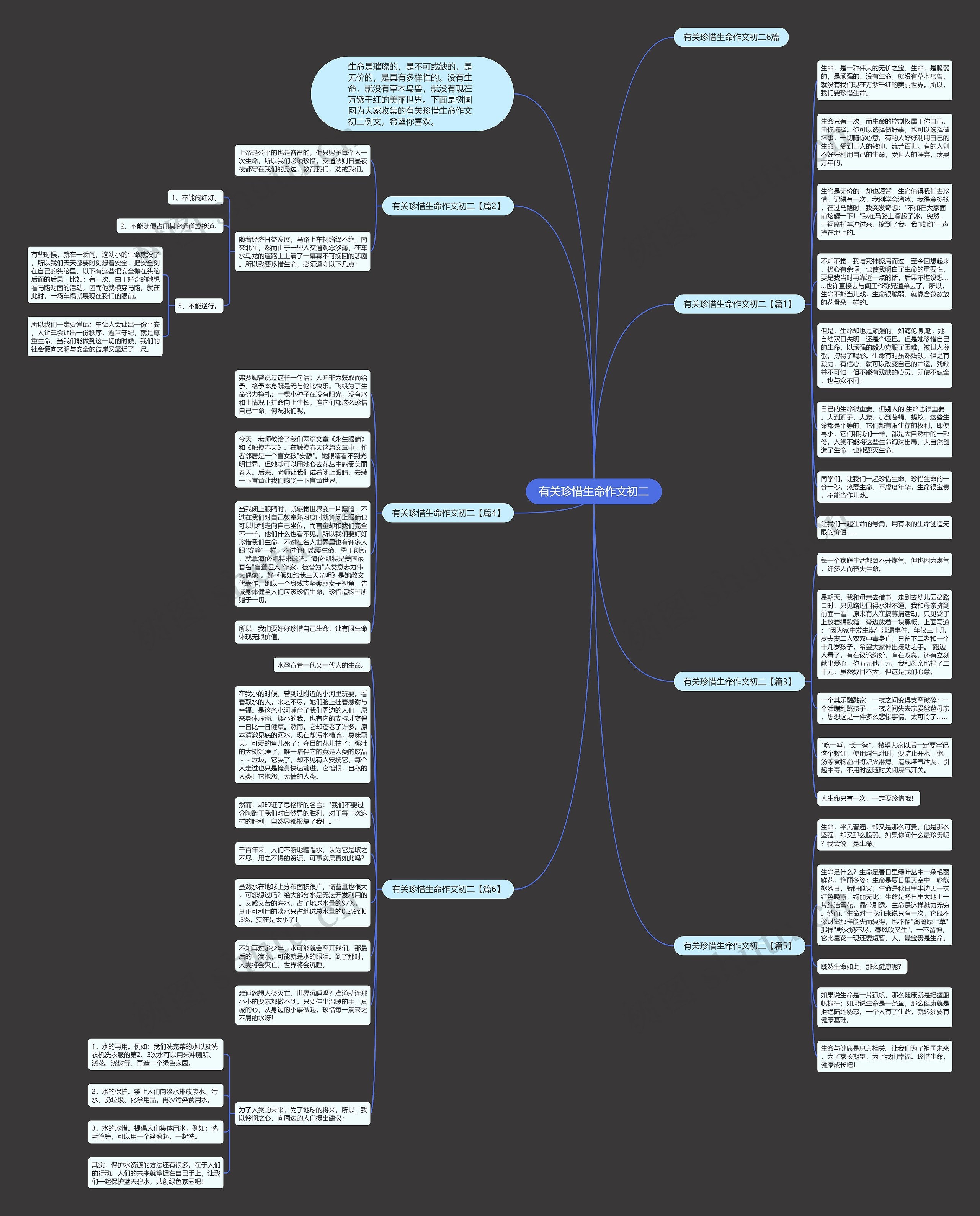 有关珍惜生命作文初二思维导图