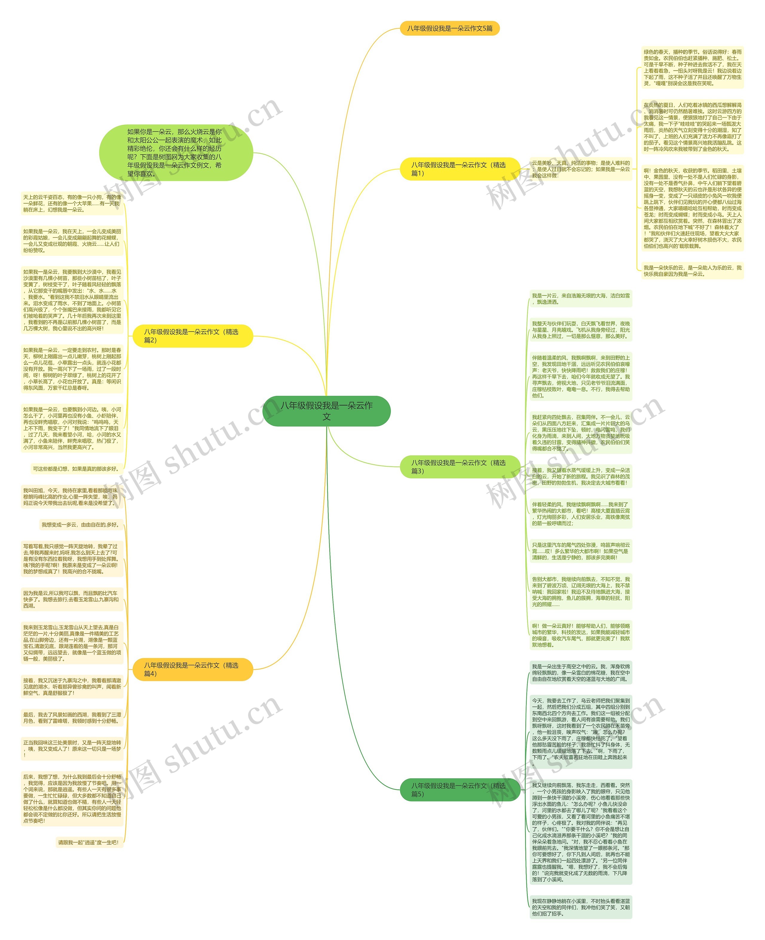 八年级假设我是一朵云作文思维导图