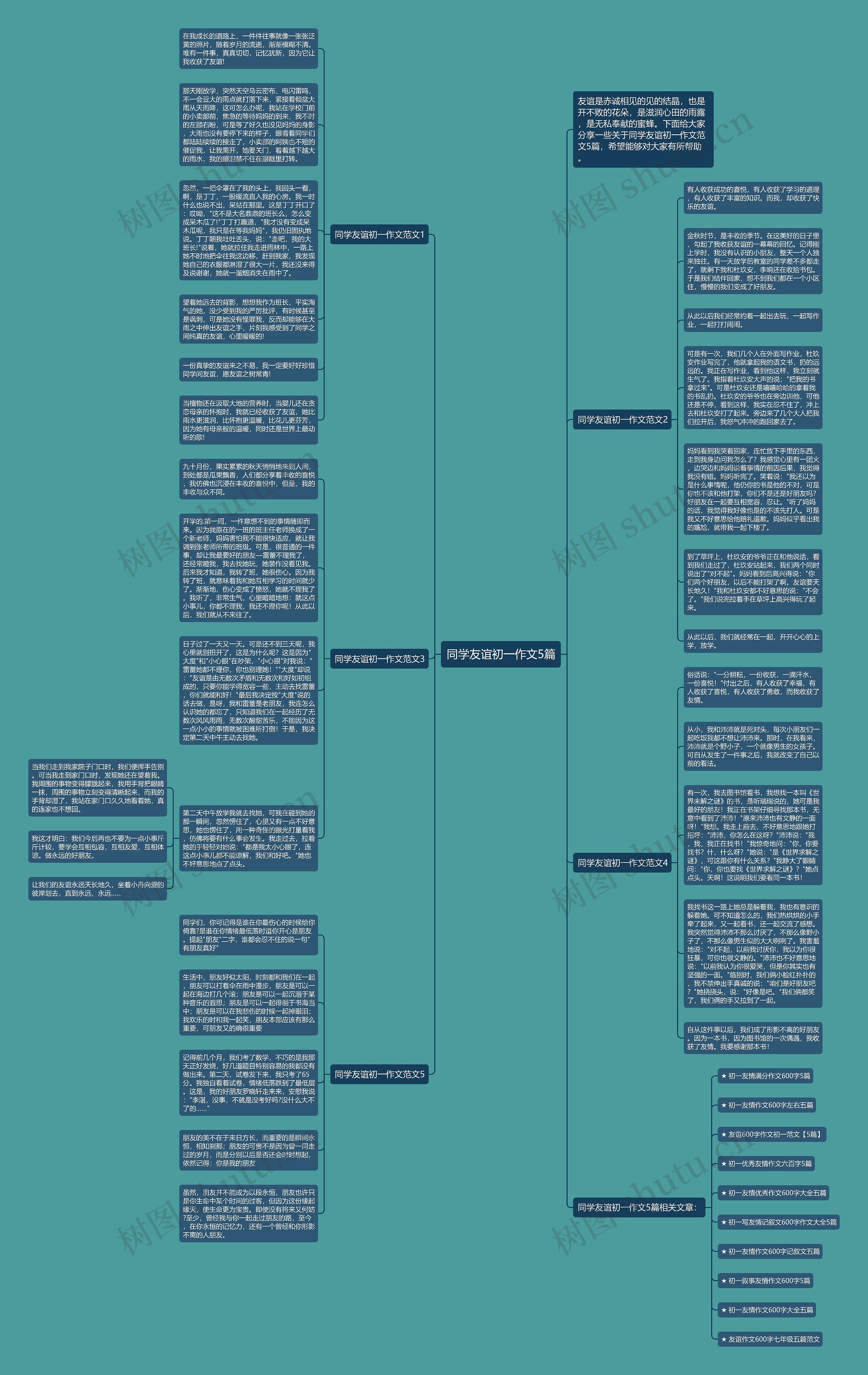 同学友谊初一作文5篇思维导图