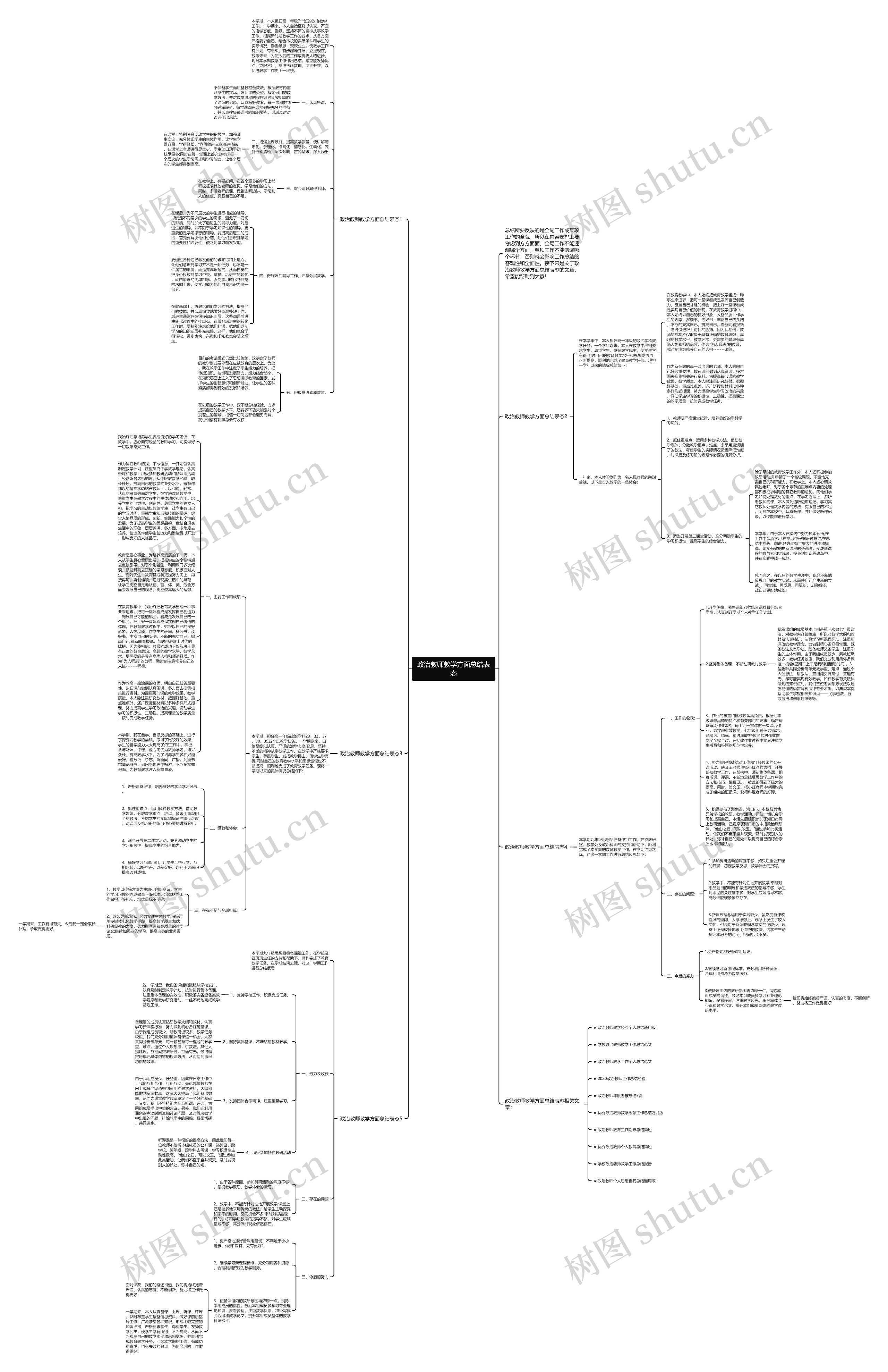 政治教师教学方面总结表态思维导图