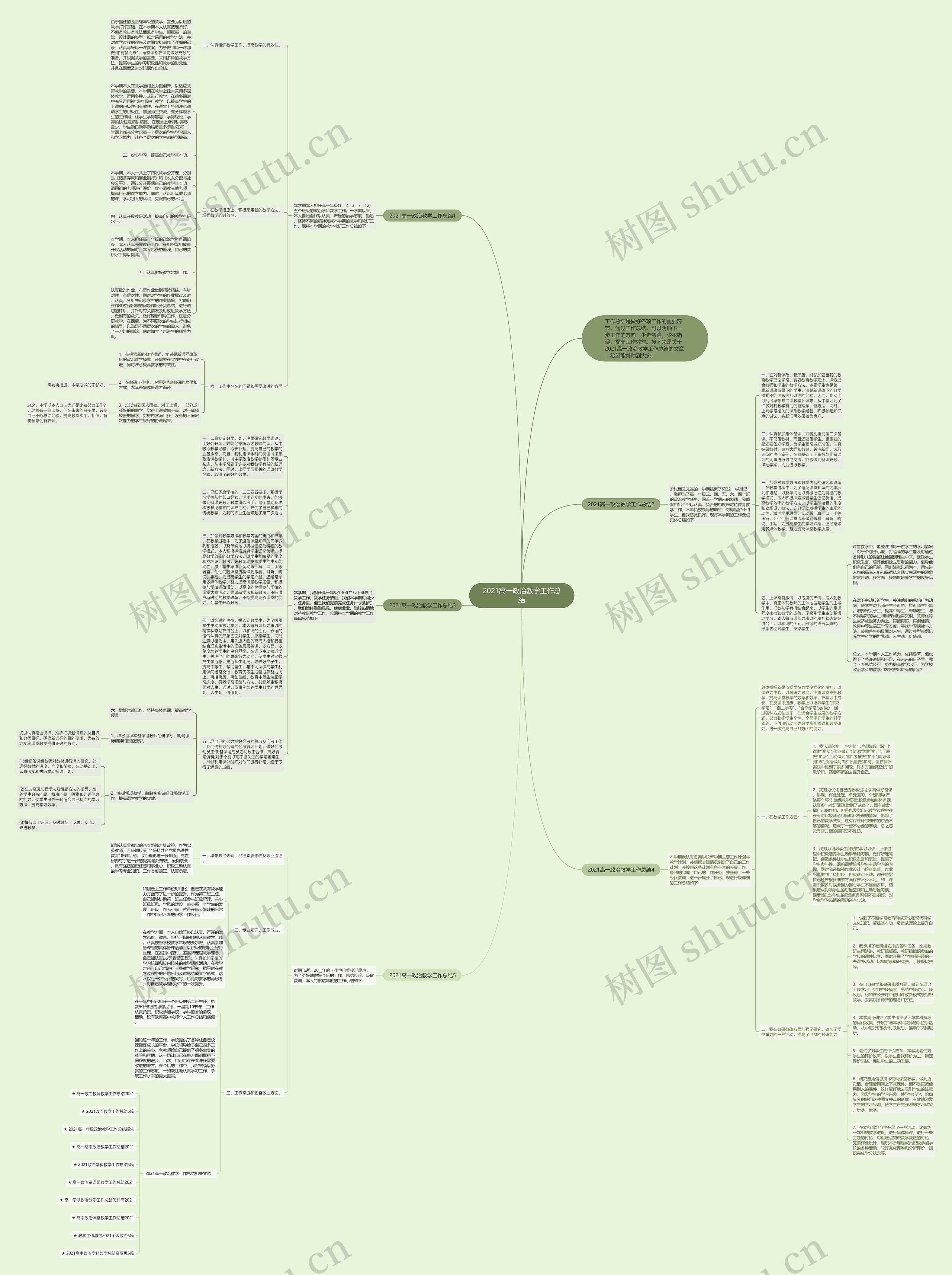 2021高一政治教学工作总结思维导图