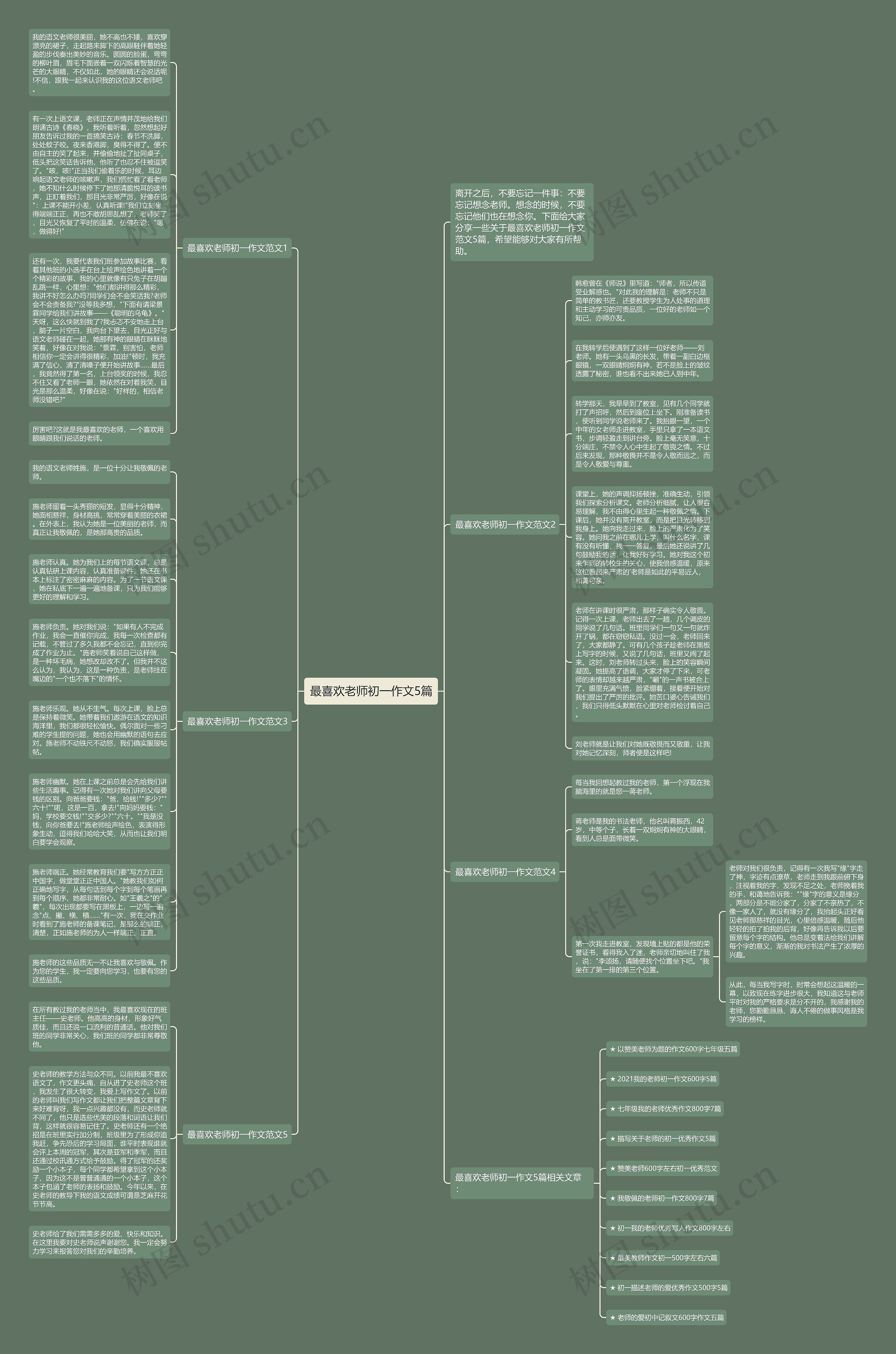 最喜欢老师初一作文5篇思维导图
