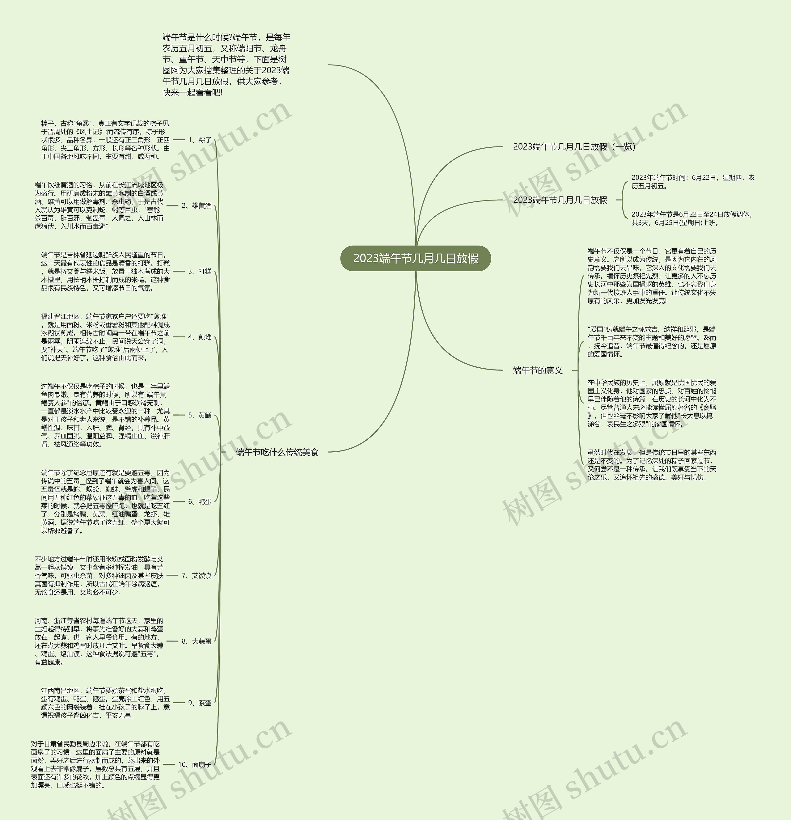 2023端午节几月几日放假思维导图