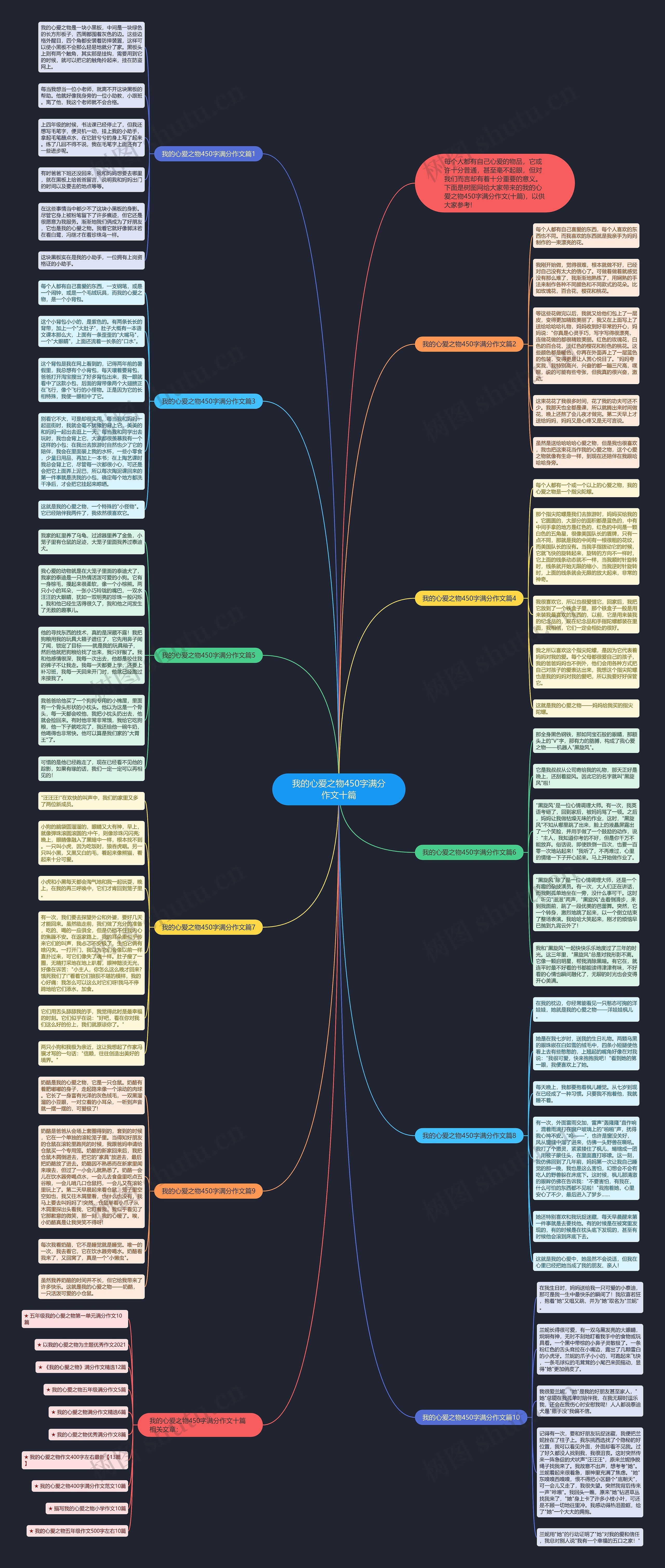 我的心爱之物450字满分作文十篇思维导图