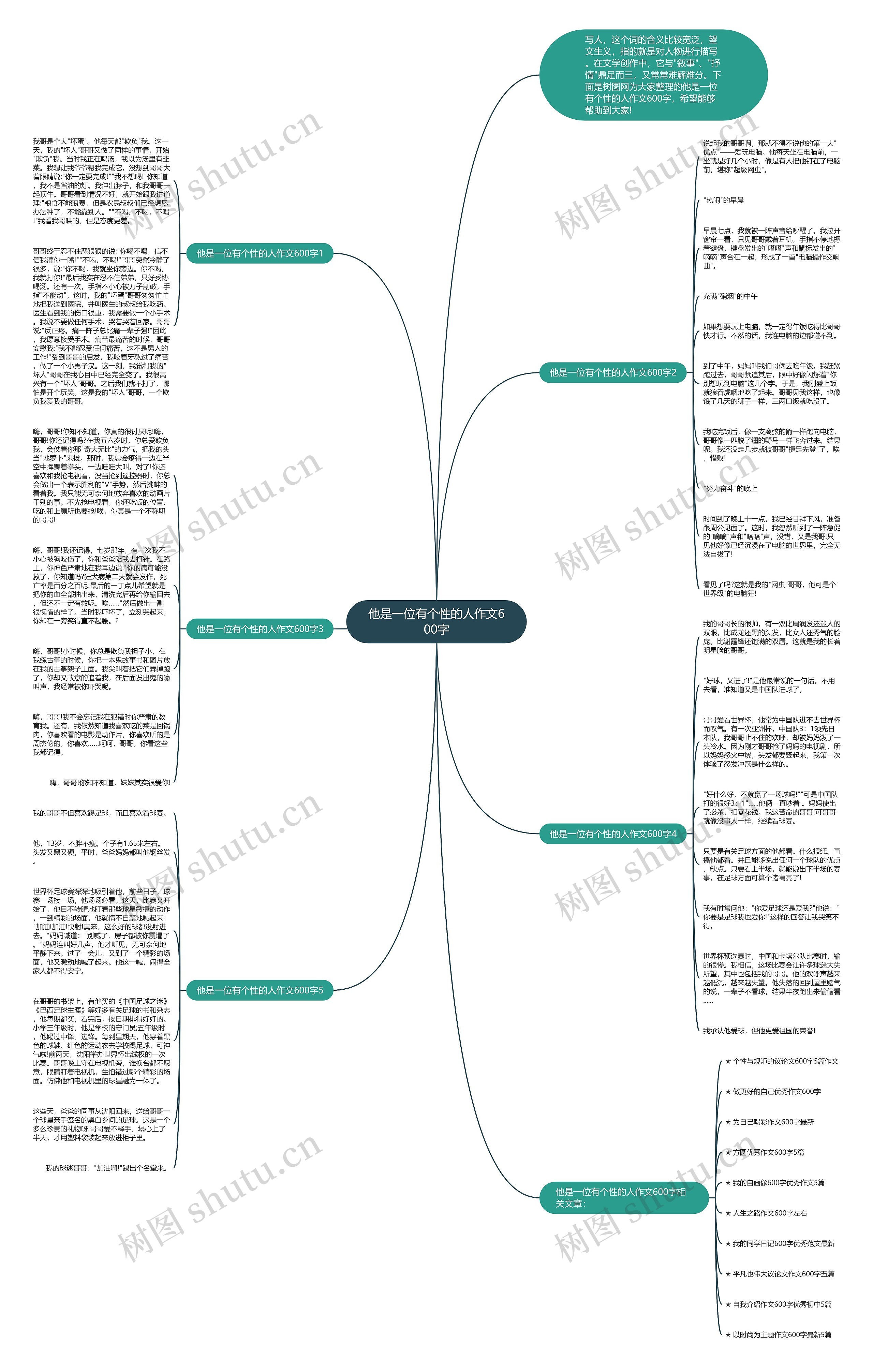 他是一位有个性的人作文600字思维导图