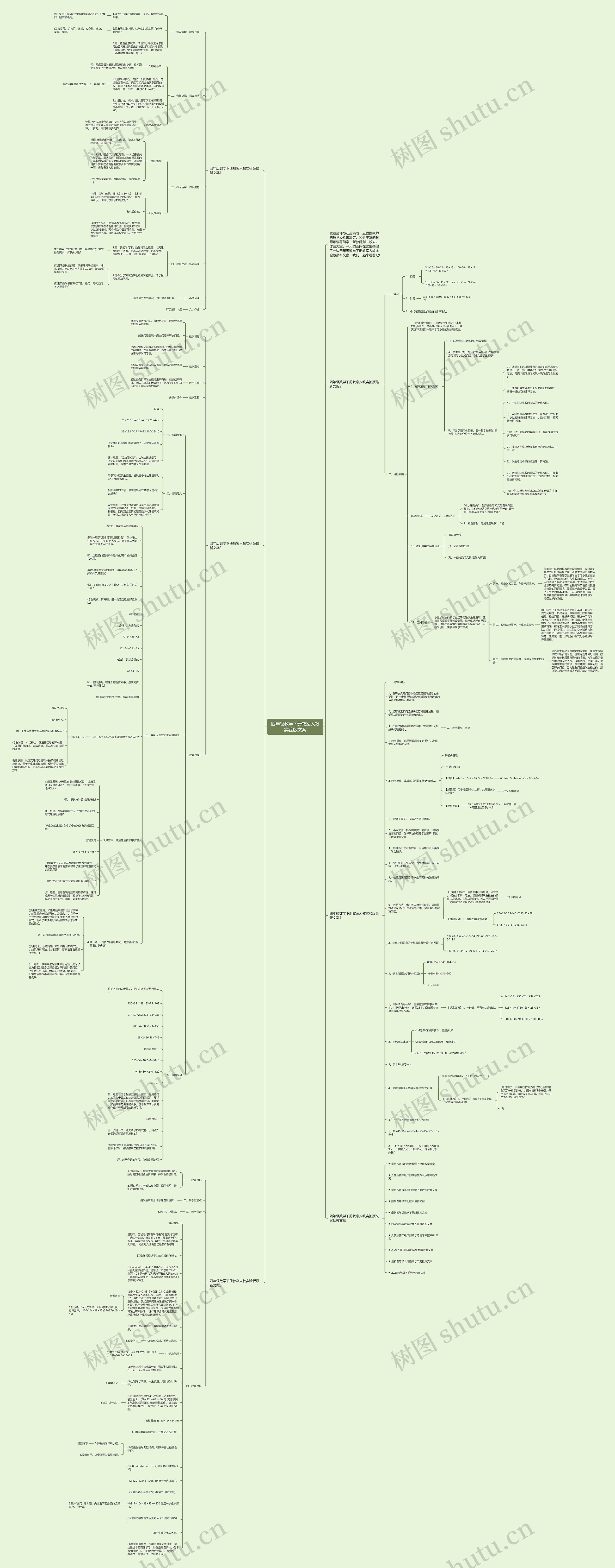 四年级数学下册教案人教实验版文案思维导图