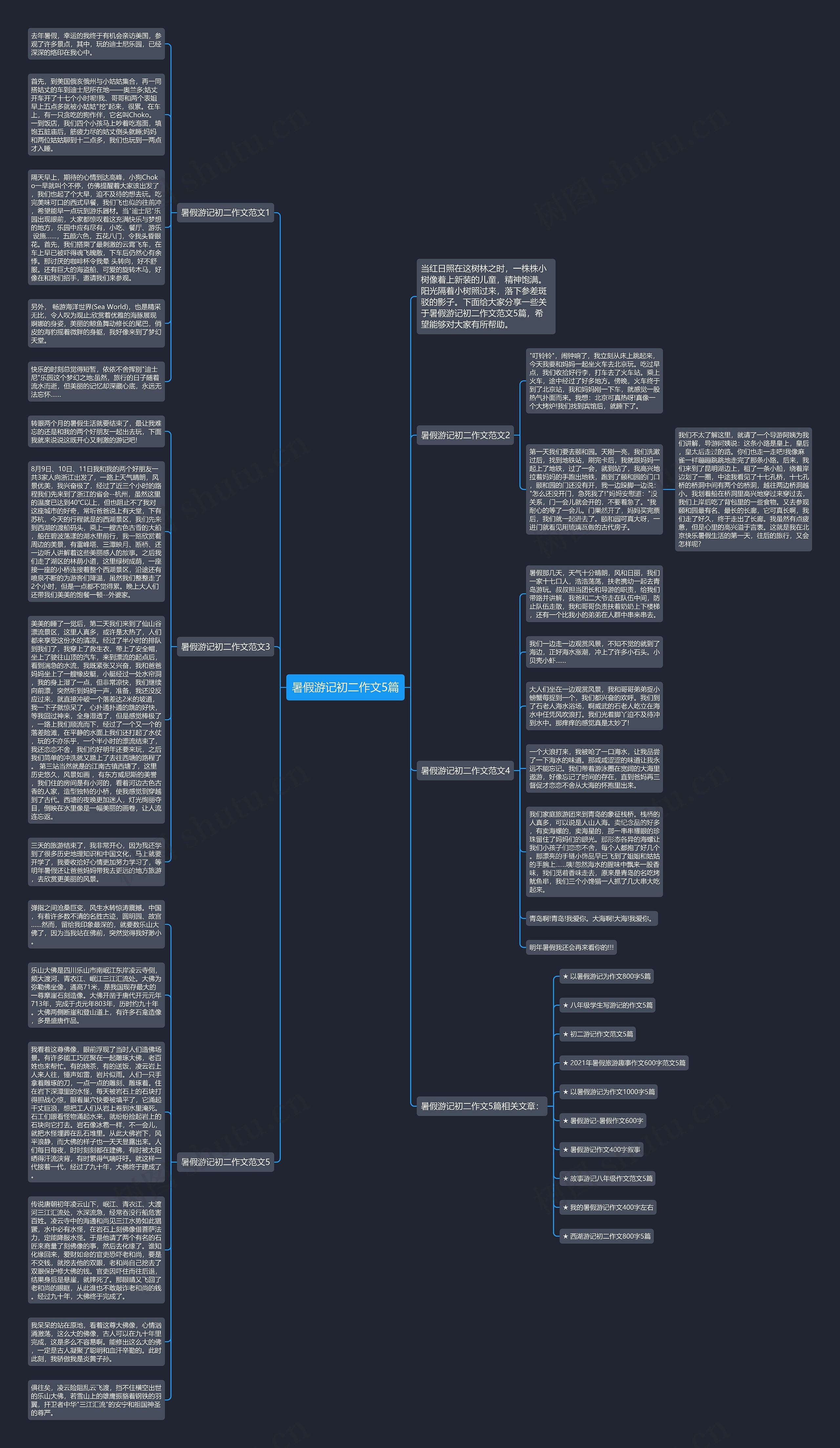 暑假游记初二作文5篇思维导图