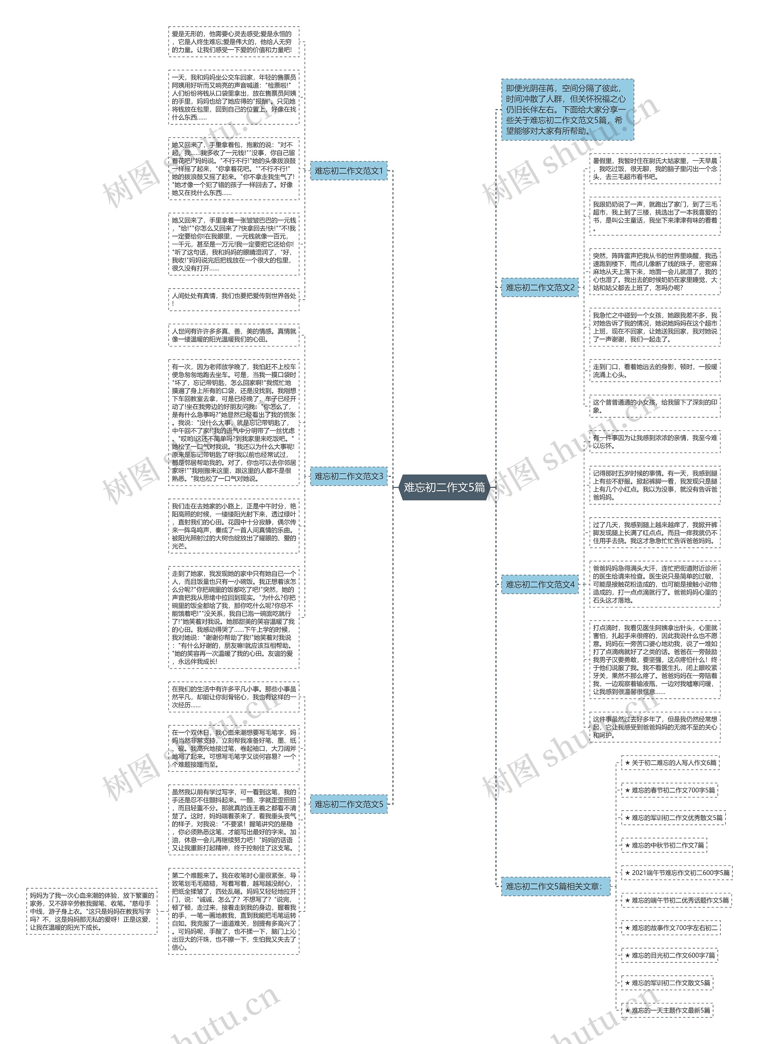 难忘初二作文5篇思维导图高清图 难忘初二作文5篇思维导图