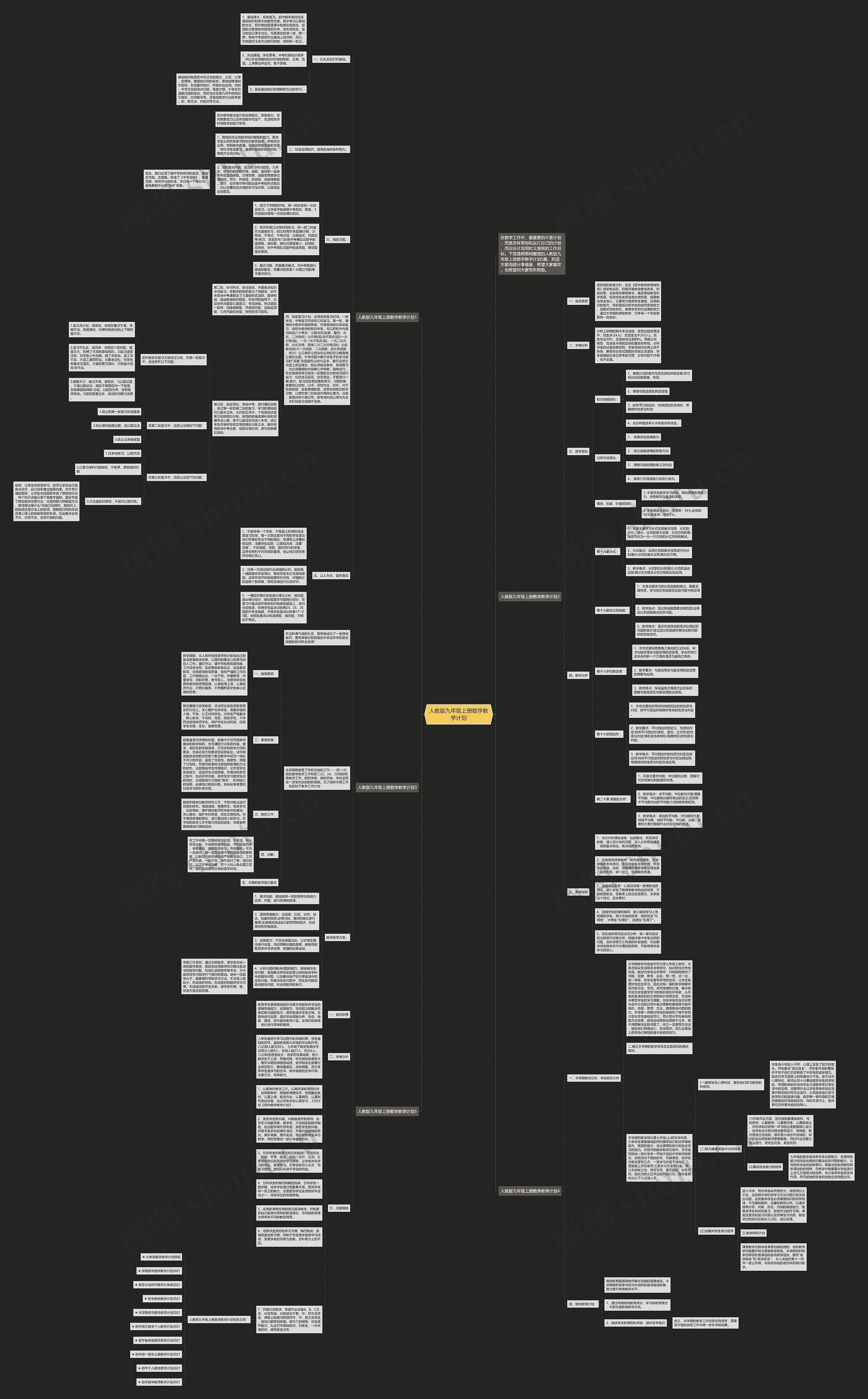 人教版九年级上册数学教学计划思维导图