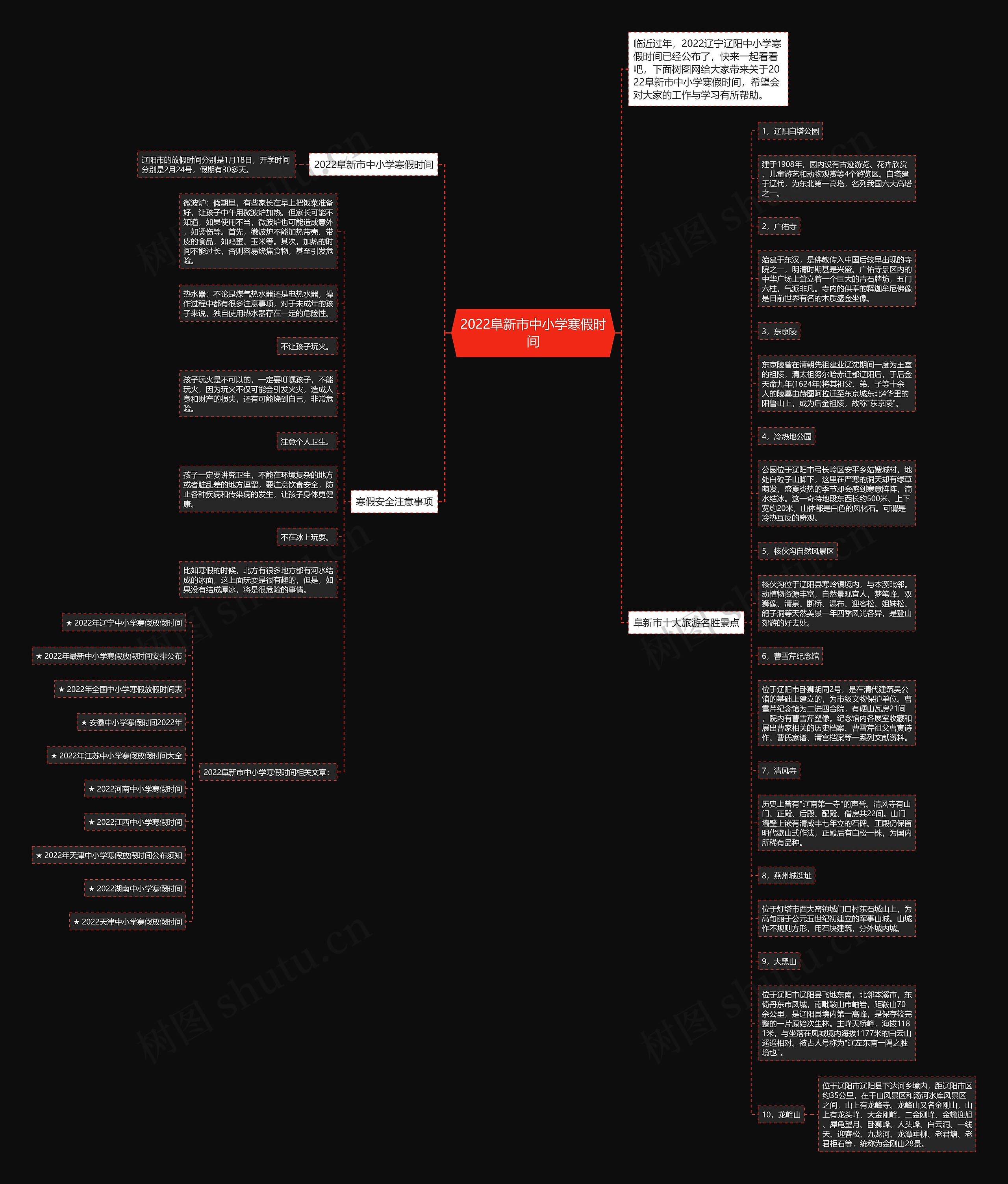 2022阜新市中小学寒假时间思维导图