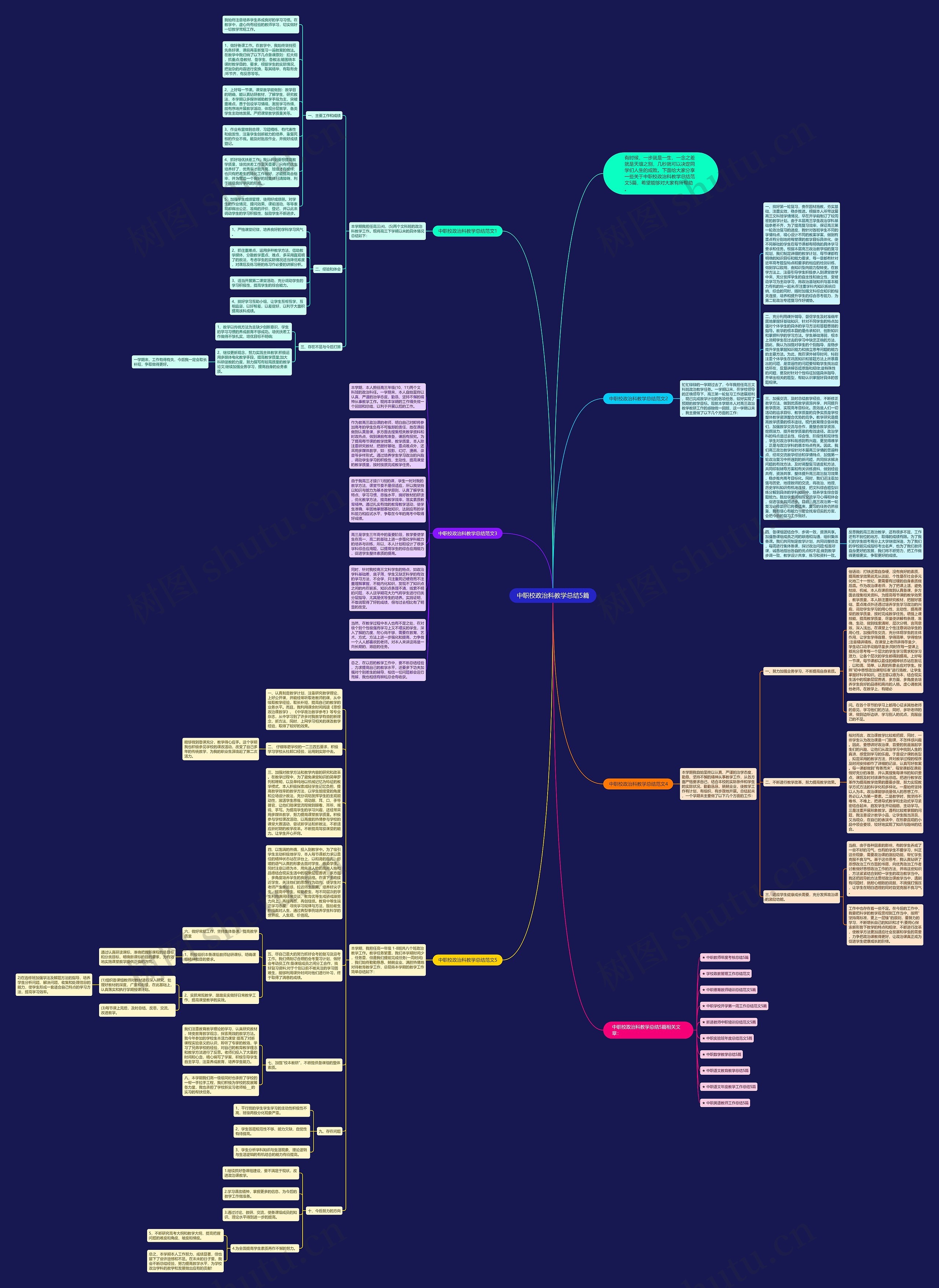 中职校政治科教学总结5篇思维导图