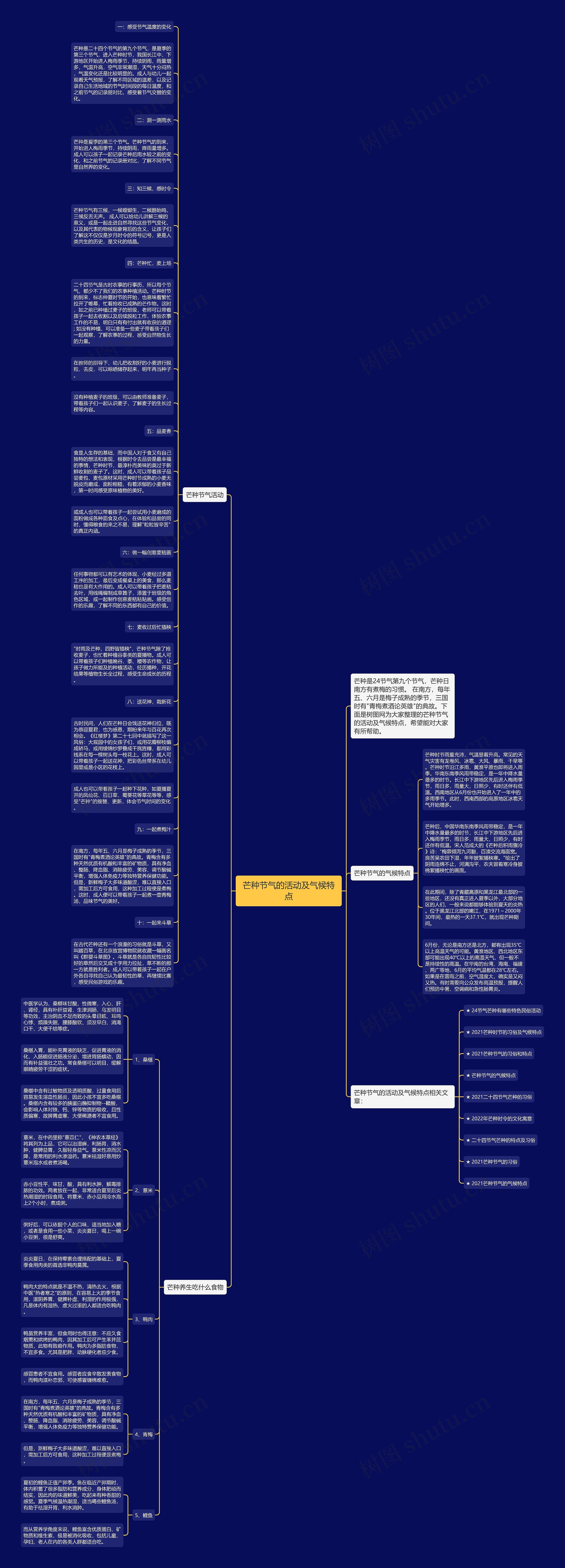 芒种节气的活动及气候特点思维导图