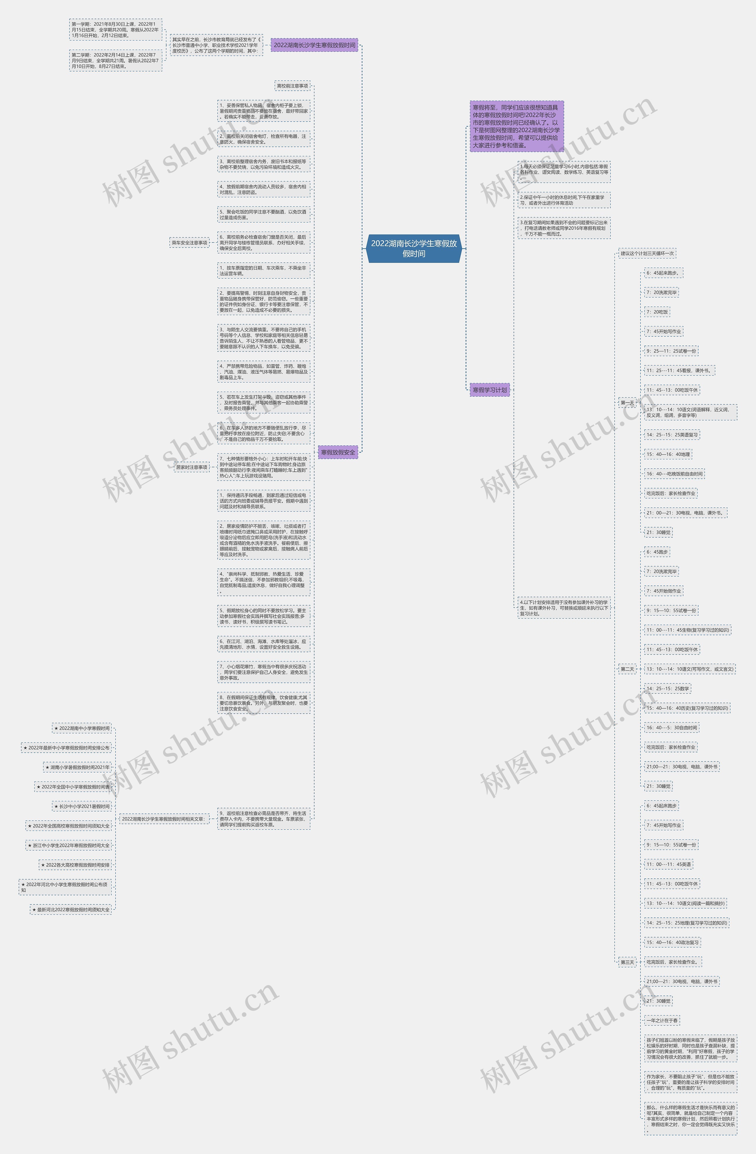 2022湖南长沙学生寒假放假时间思维导图