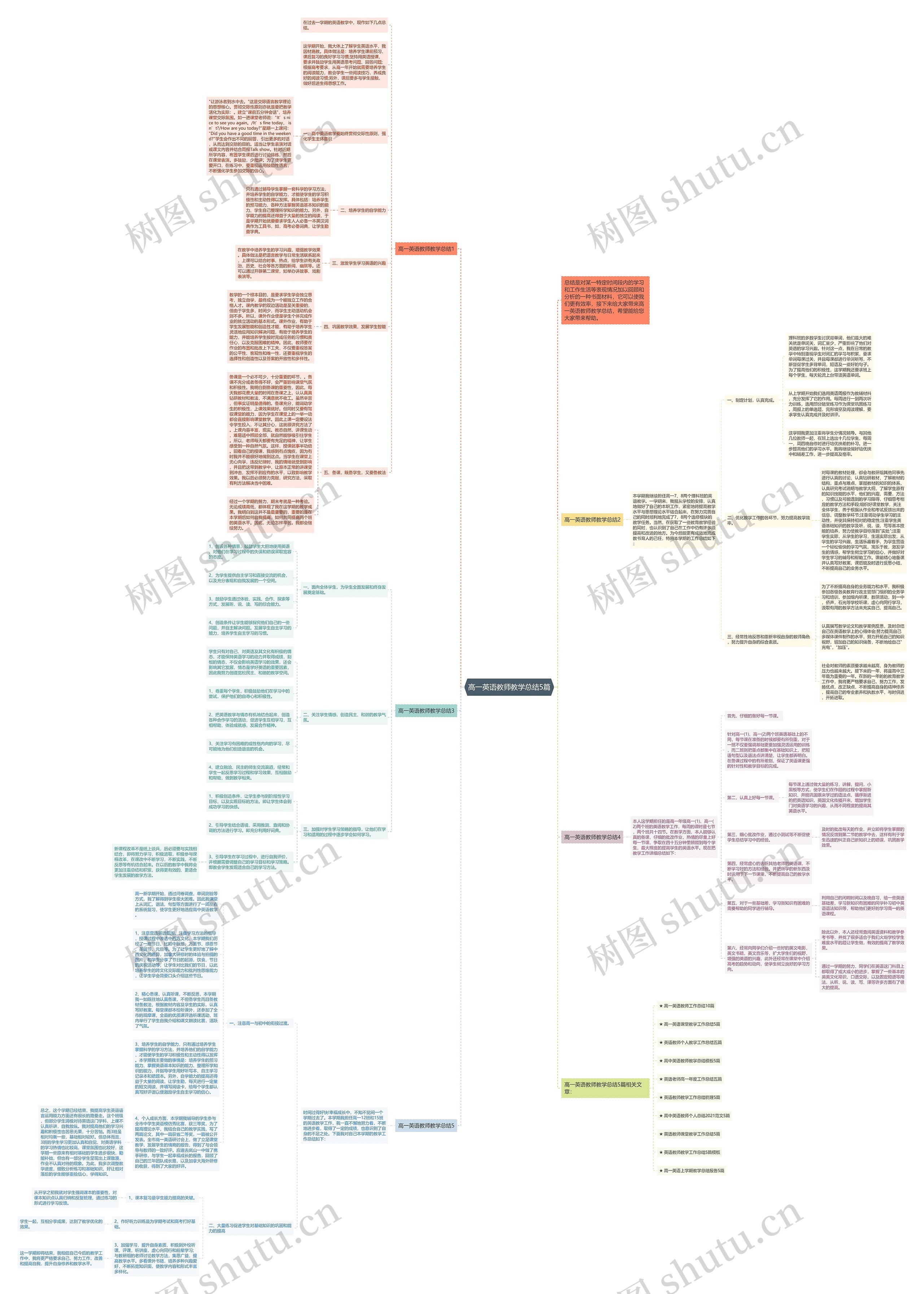 高一英语教师教学总结5篇思维导图