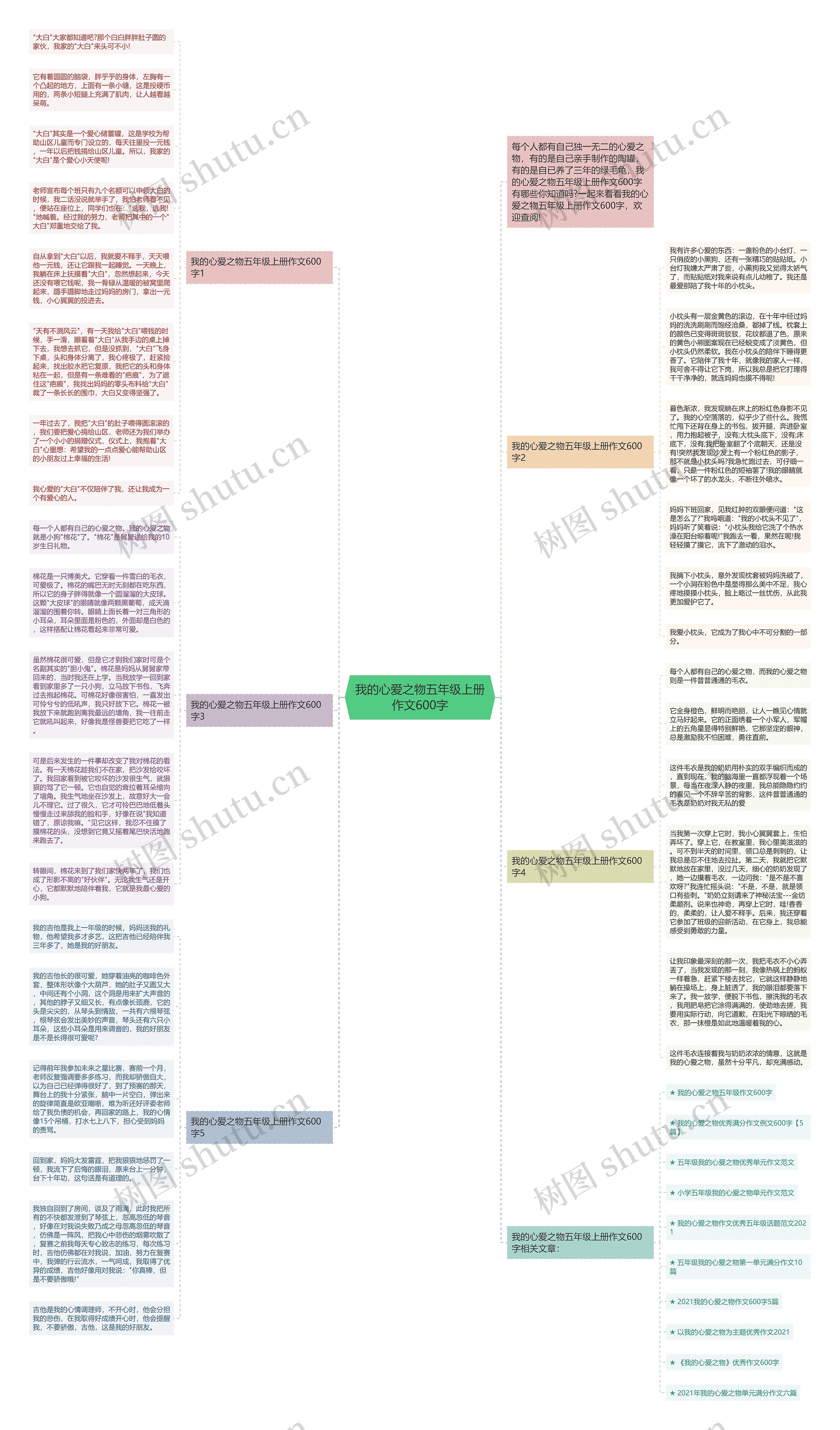 我的心爱之物五年级上册作文600字思维导图