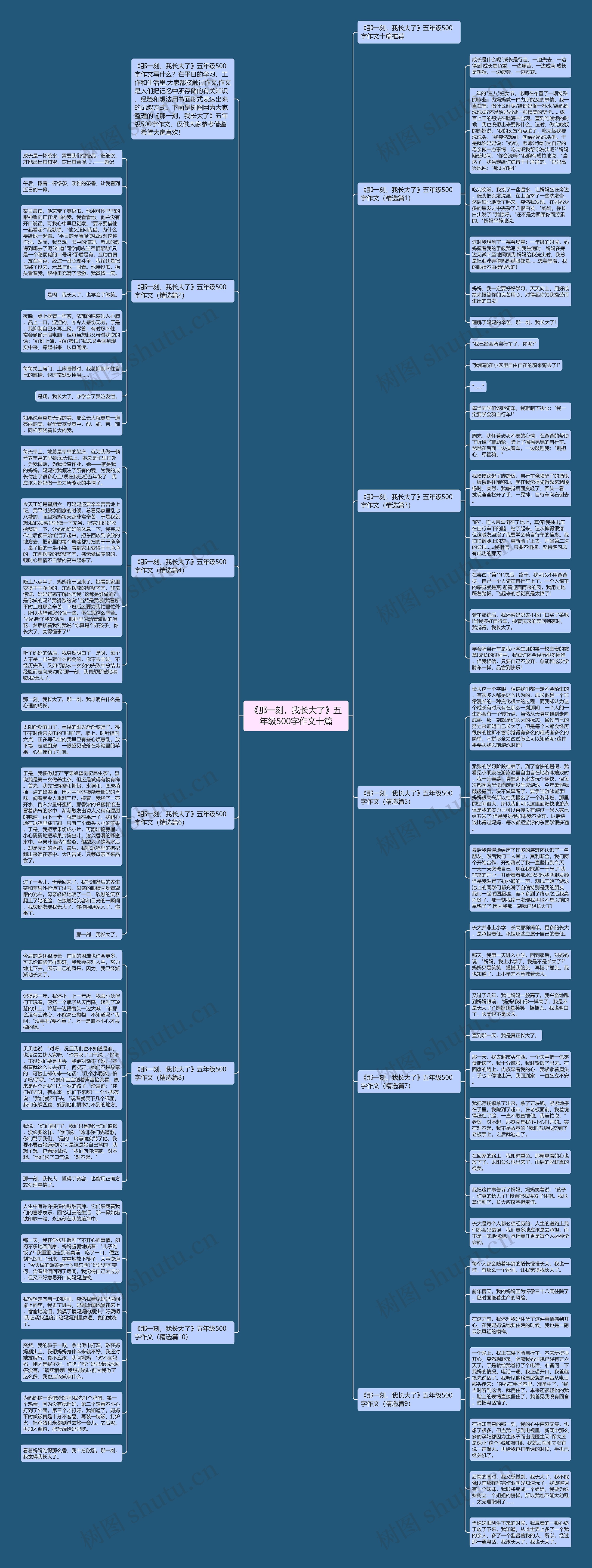 《那一刻，我长大了》五年级500字作文十篇思维导图
