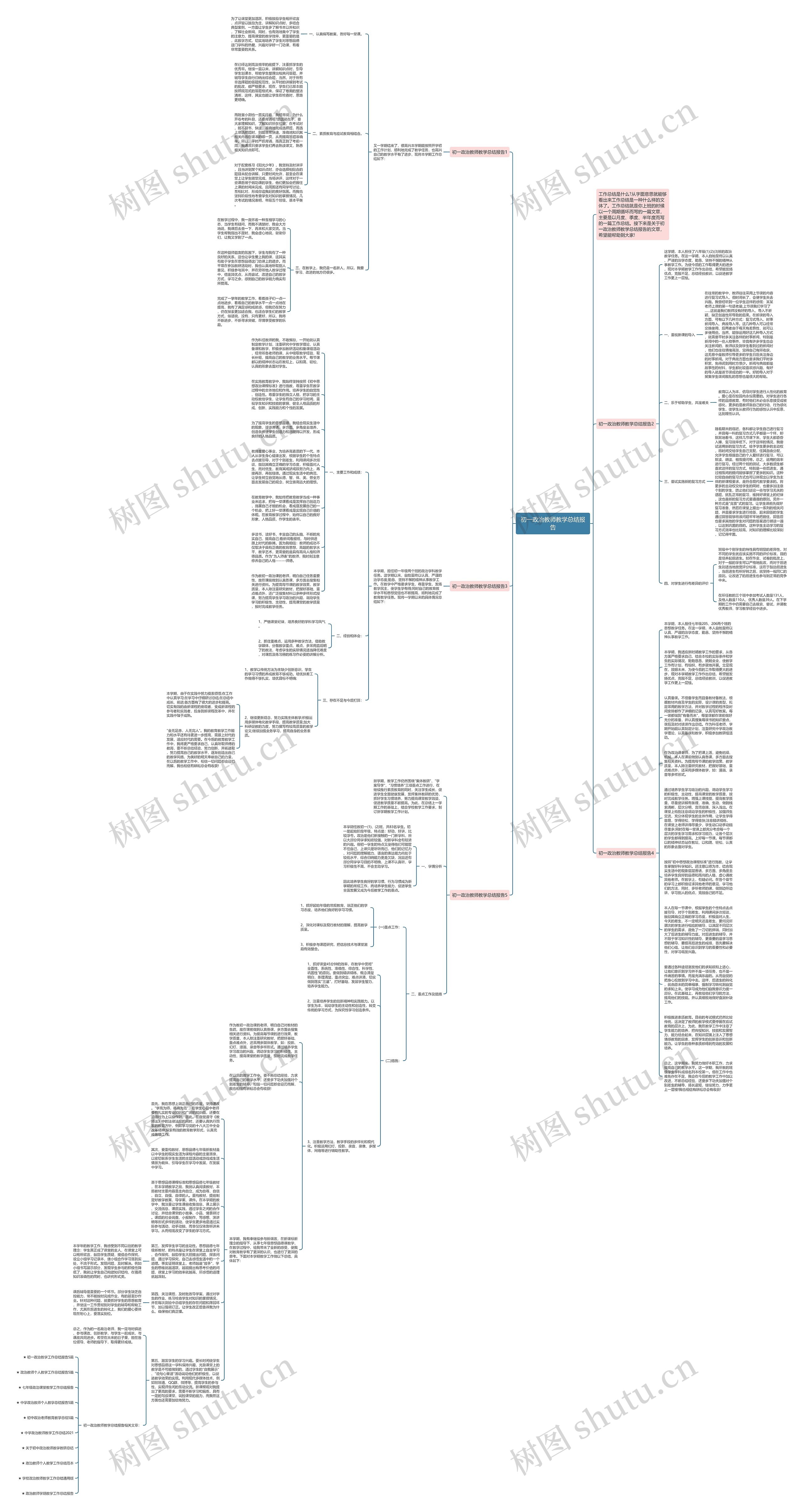 初一政治教师教学总结报告思维导图