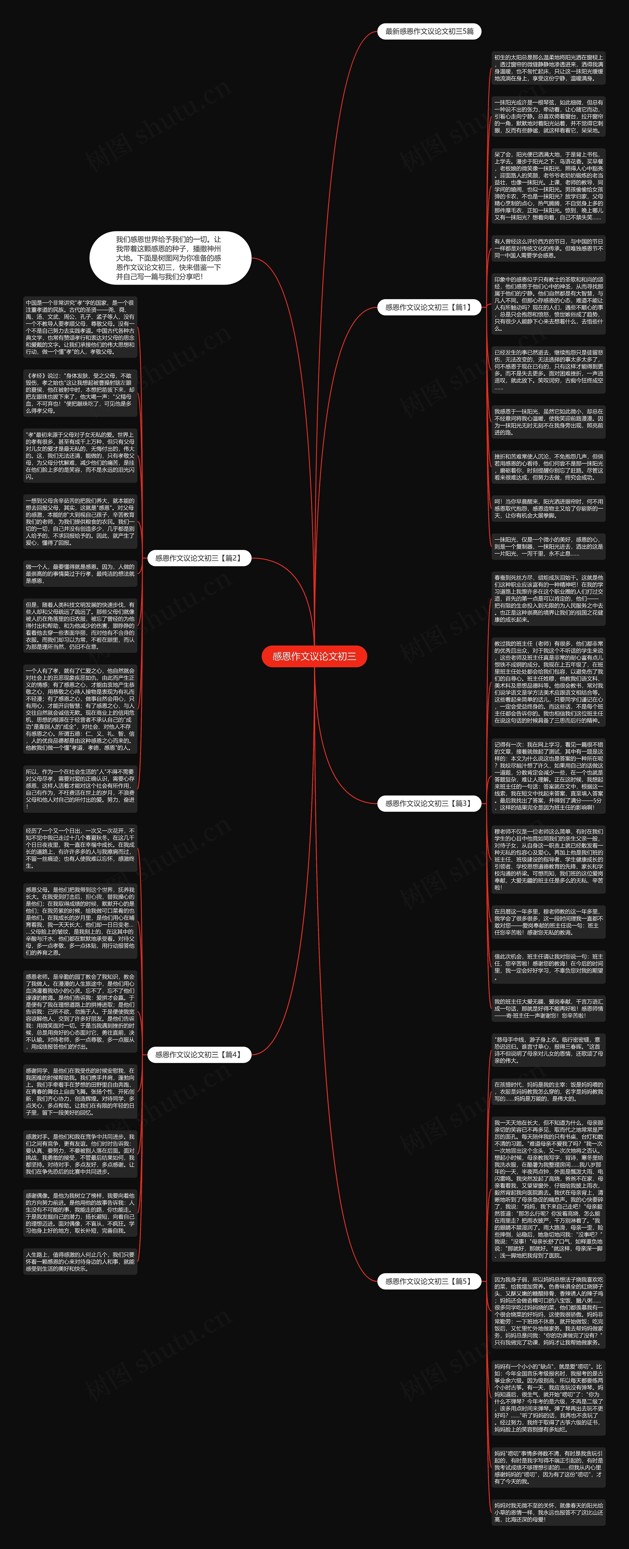 感恩作文议论文初三思维导图
