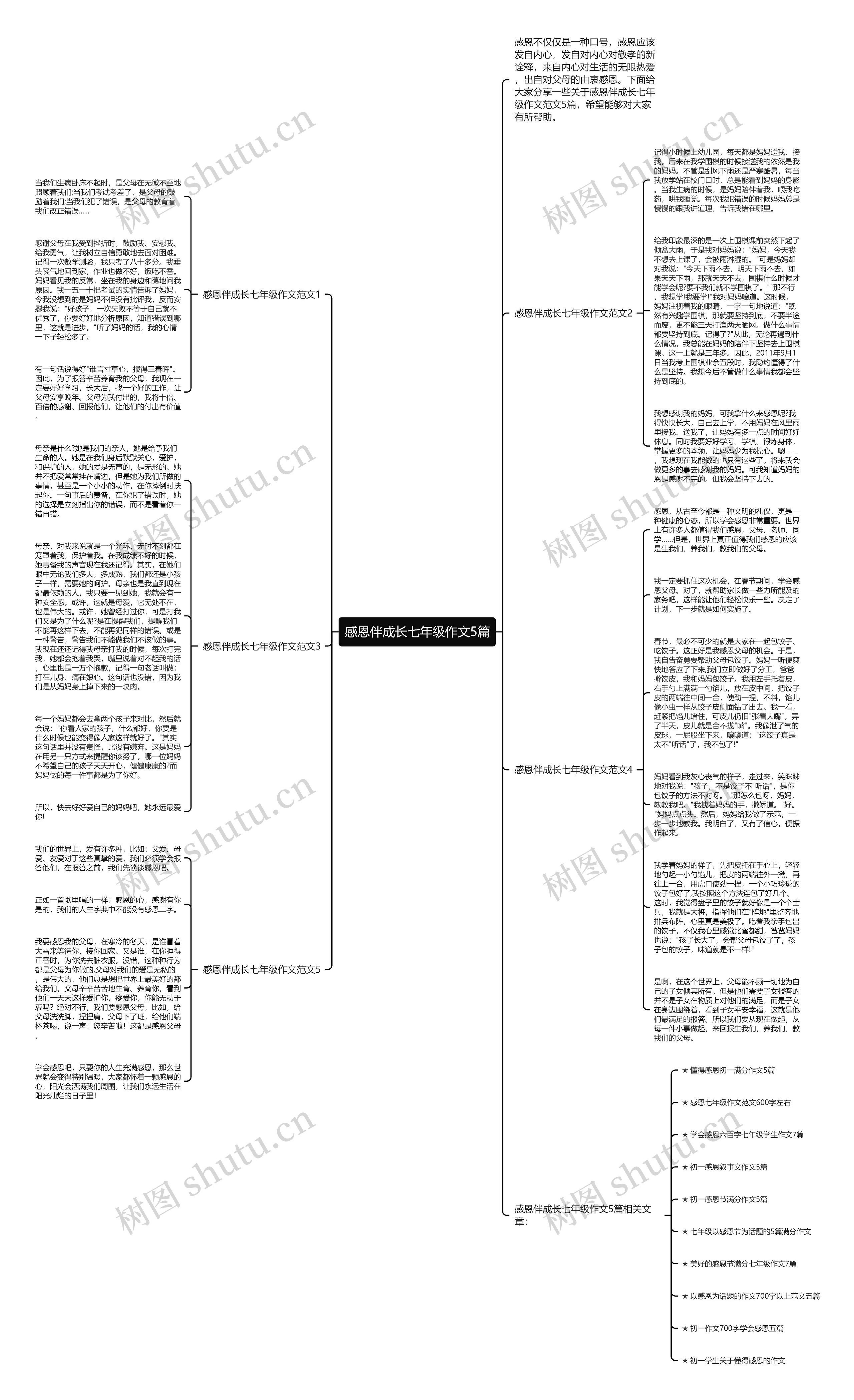 感恩伴成长七年级作文5篇思维导图