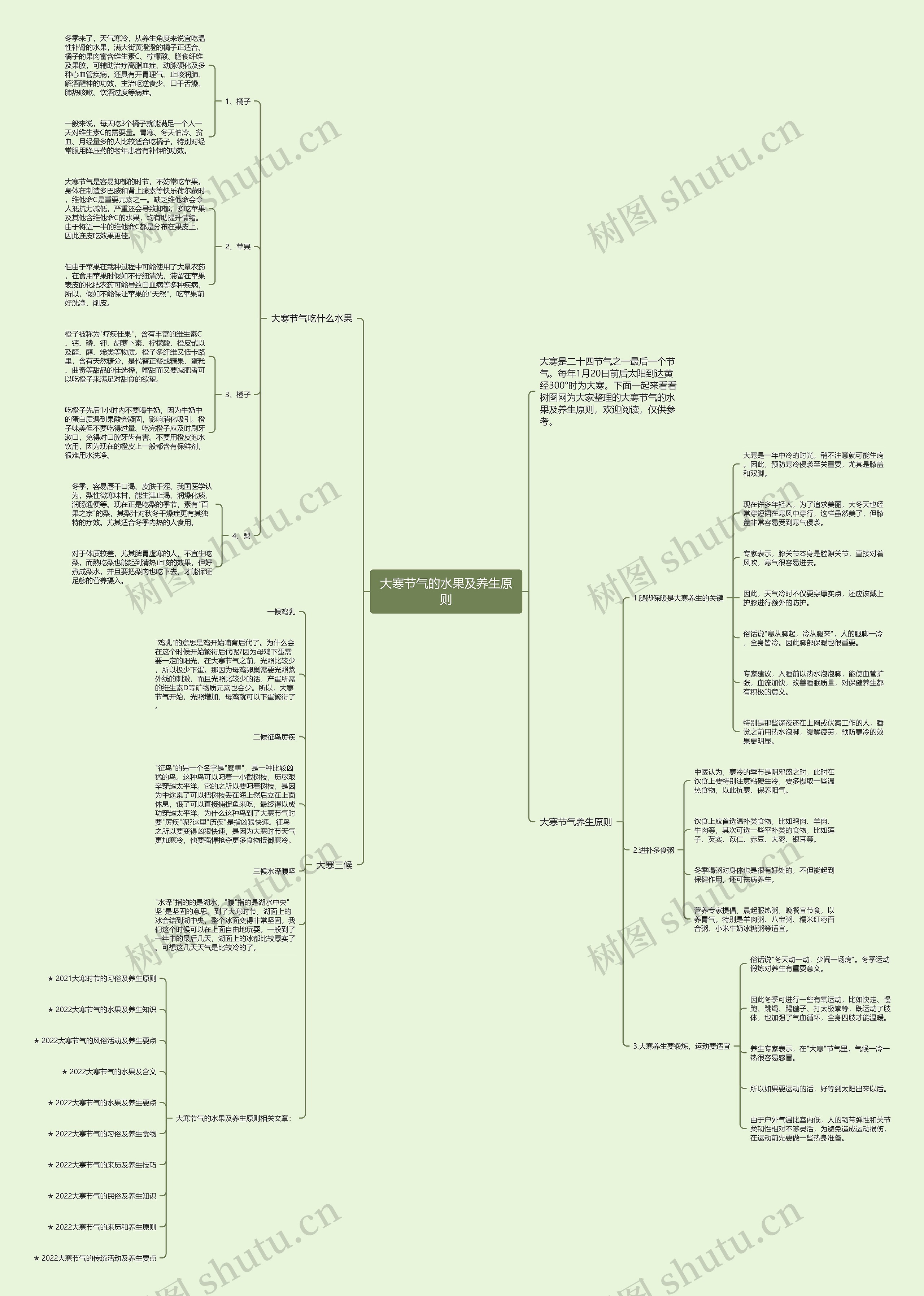 大寒节气的水果及养生原则思维导图