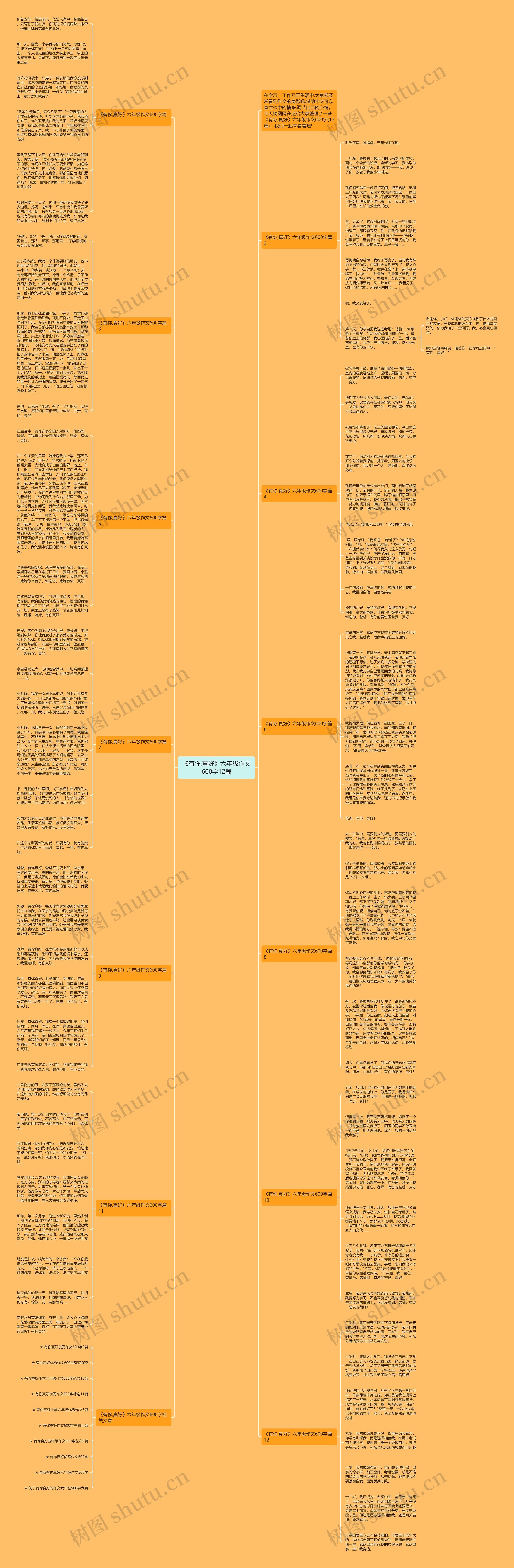 《有你,真好》六年级作文600字12篇思维导图