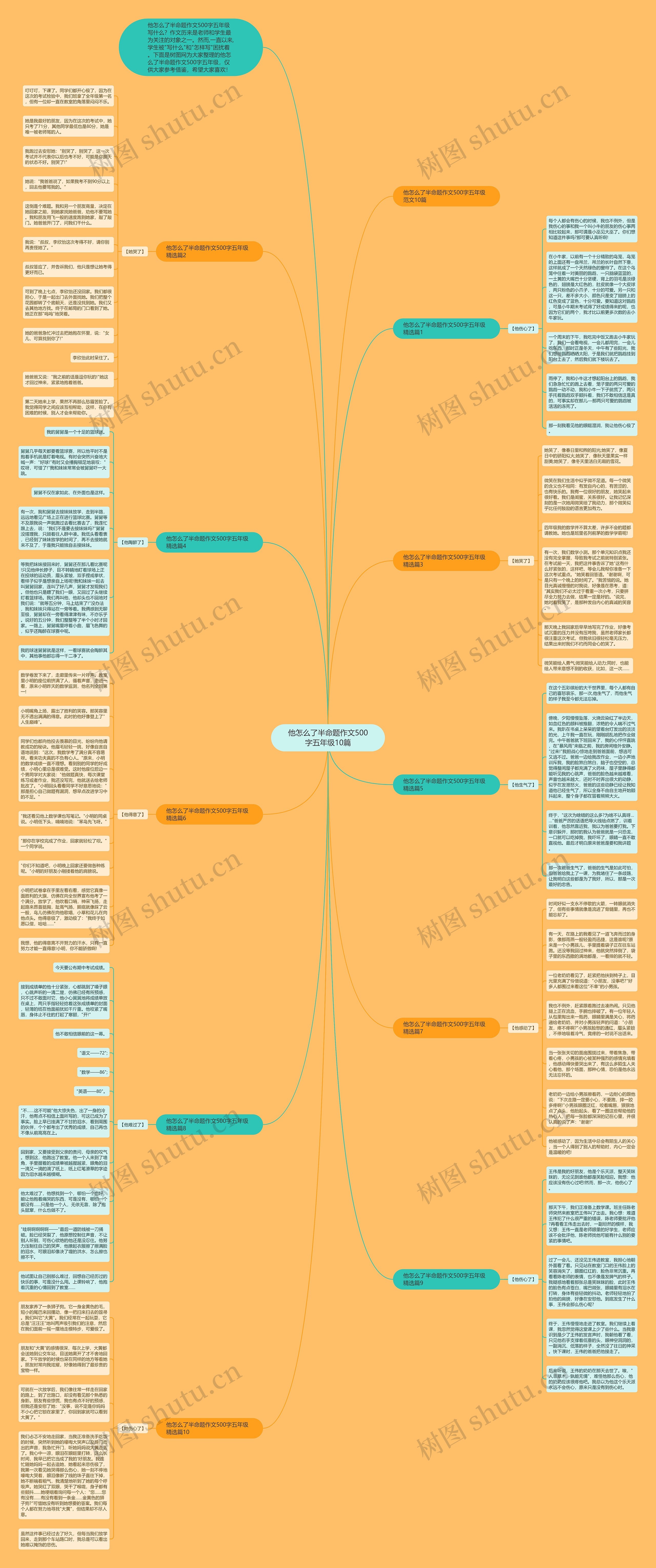 他怎么了半命题作文500字五年级10篇思维导图