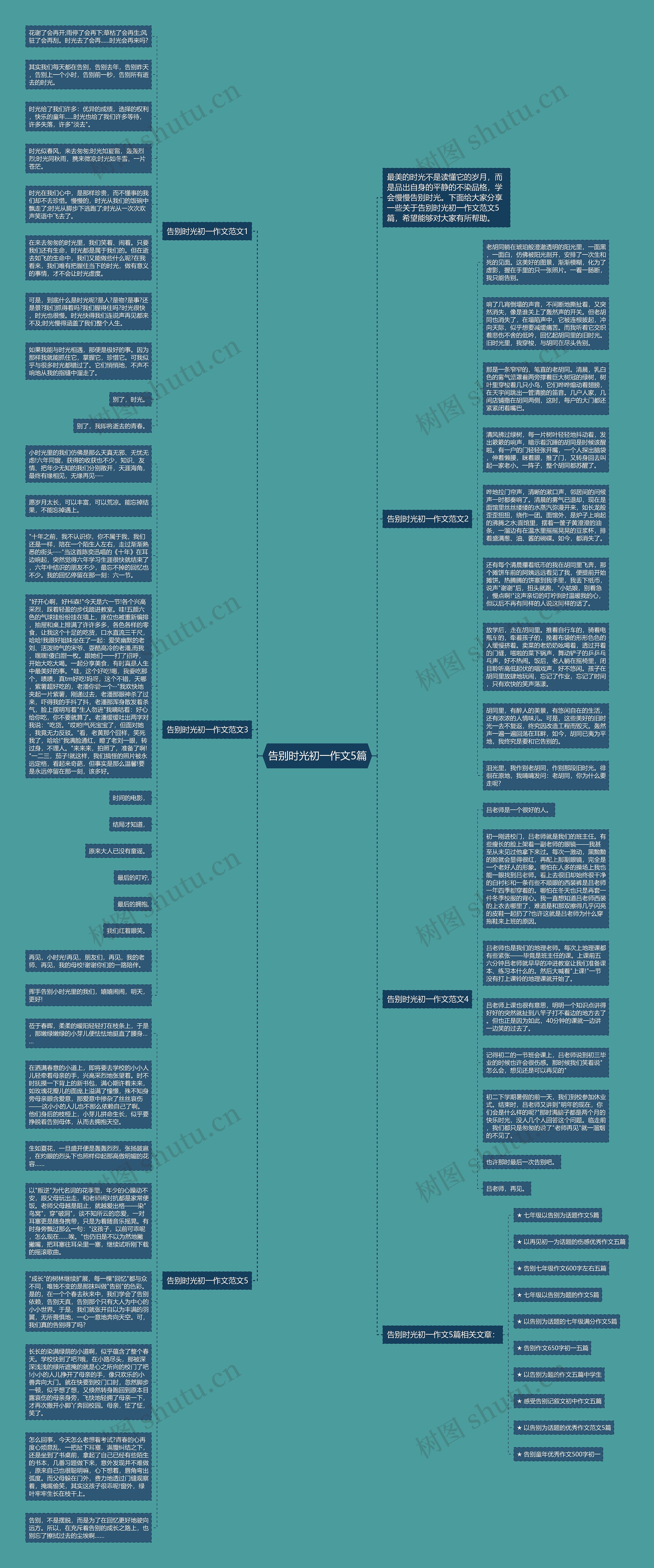 告别时光初一作文5篇思维导图