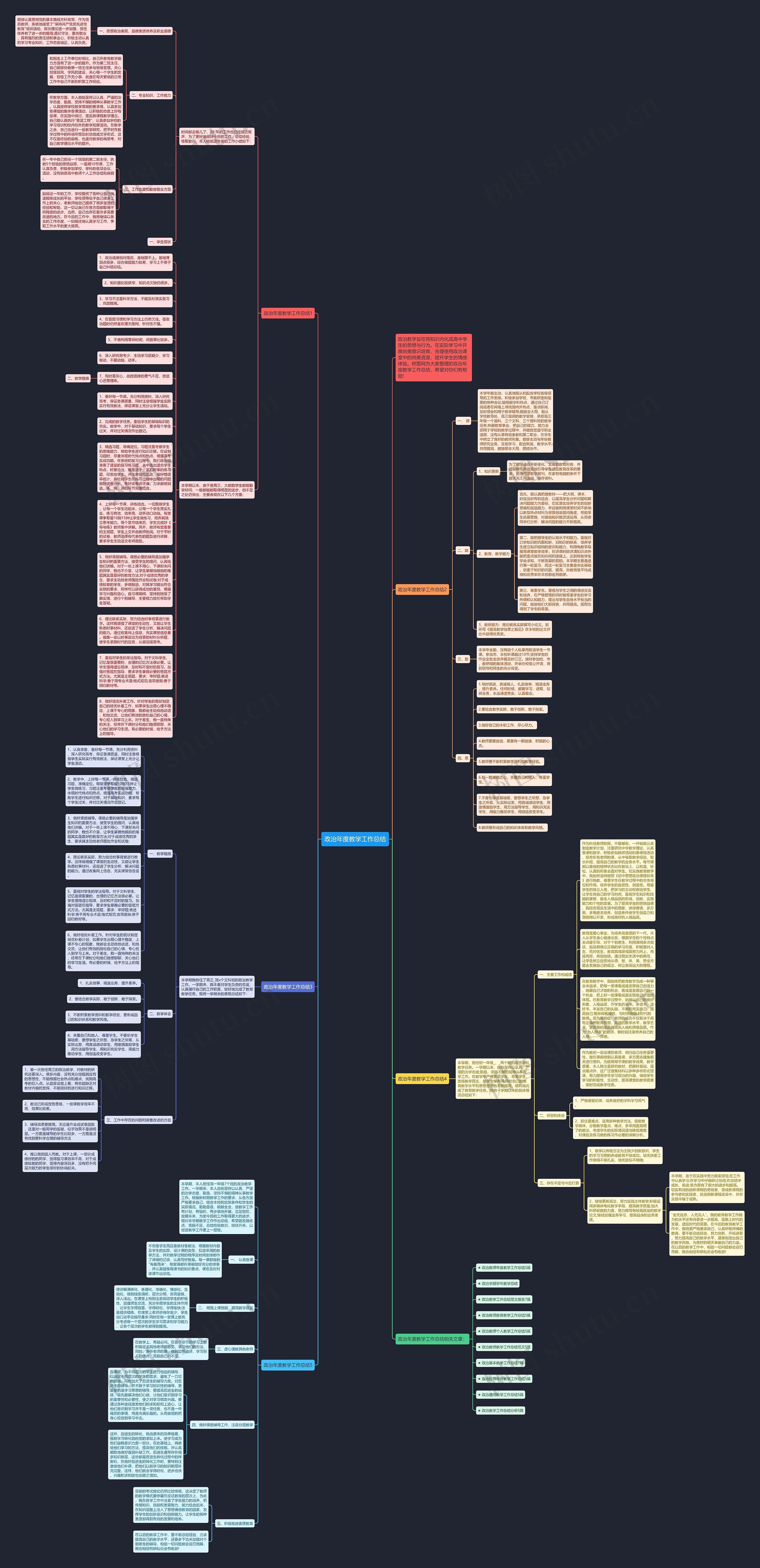政治年度教学工作总结思维导图