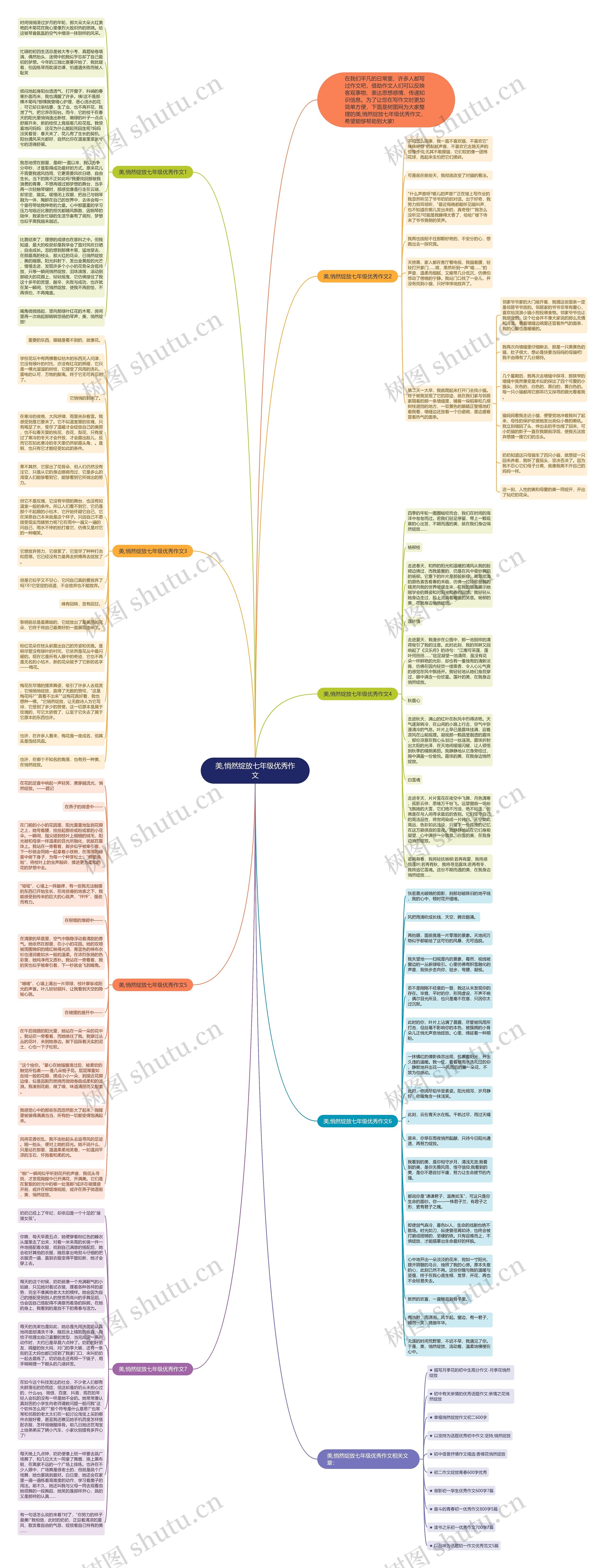 美,悄然绽放七年级优秀作文思维导图