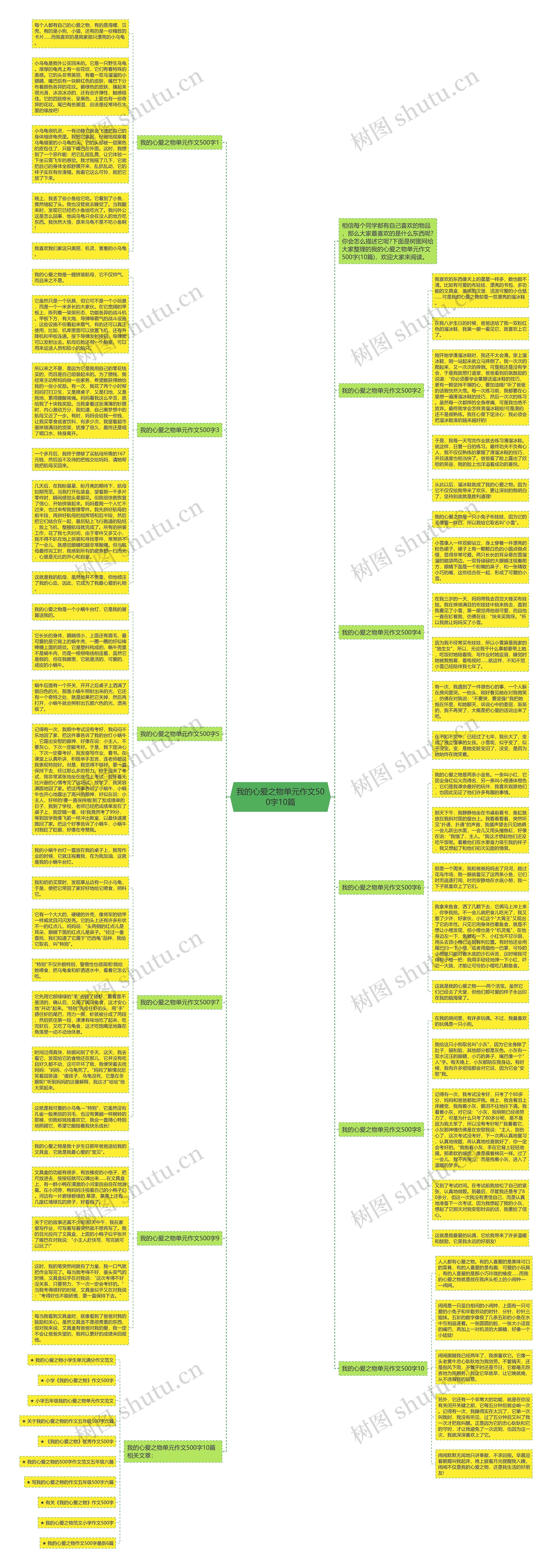 我的心爱之物单元作文500字10篇思维导图
