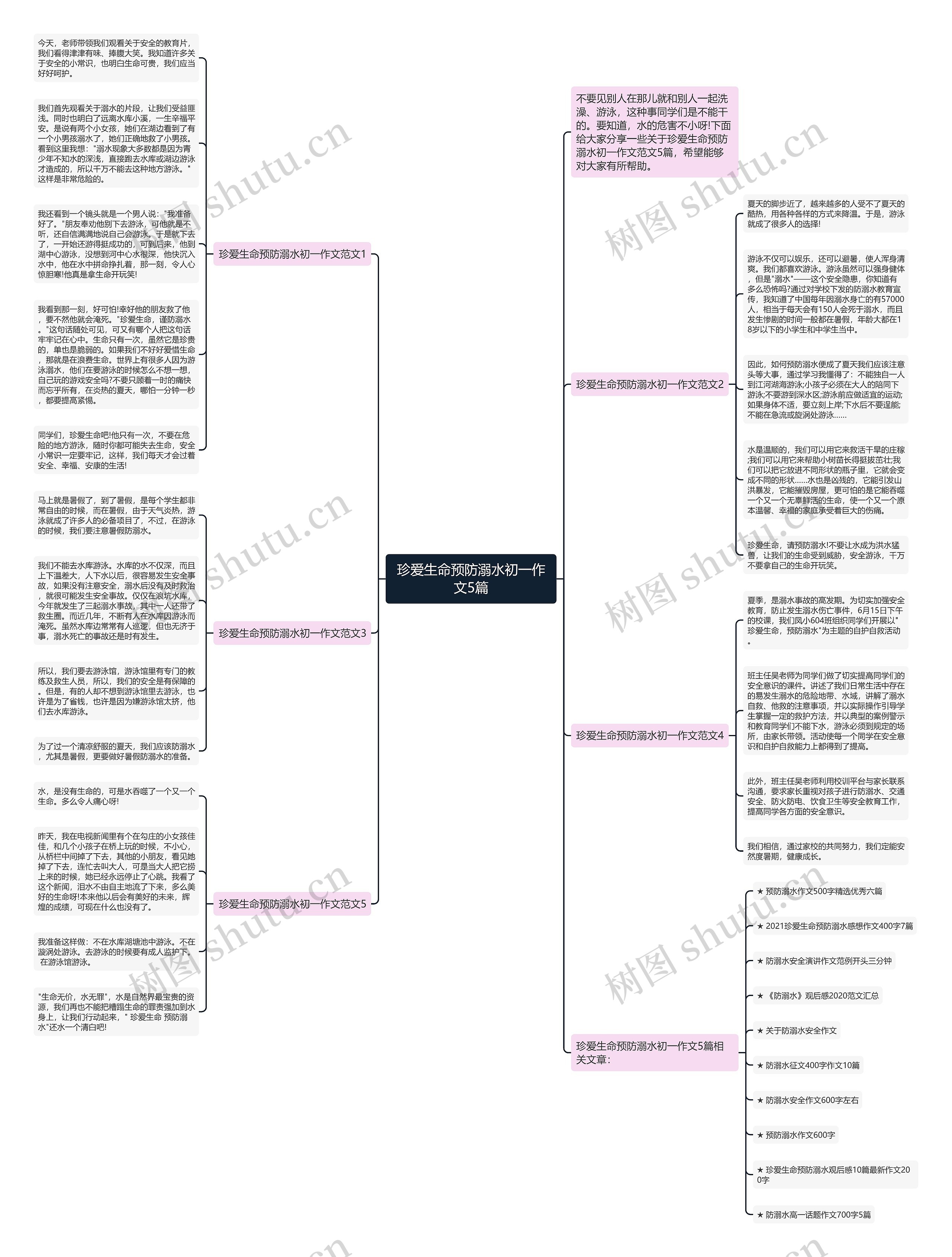 珍爱生命预防溺水初一作文5篇思维导图